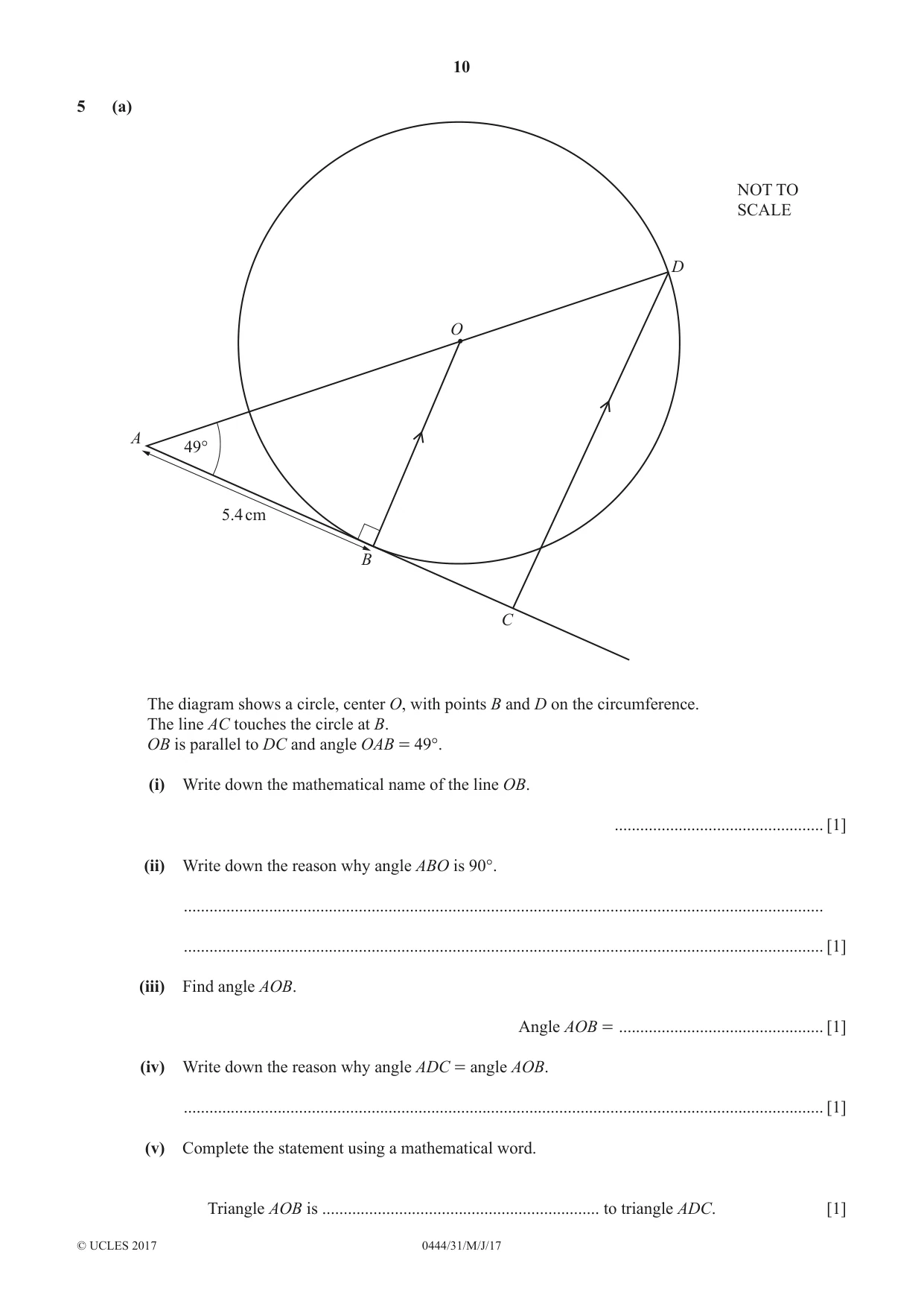 Cambridge IGCSE Mathematics (US) 0444 2017 May/June Paper 3 · Variant 1 question paper, page 10 of 20