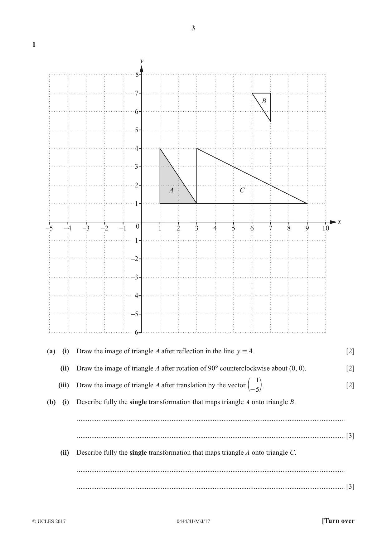 Cambridge IGCSE Mathematics (US) 0444 2017 May/June Paper 4 · Variant 1 question paper, page 3 of 16
