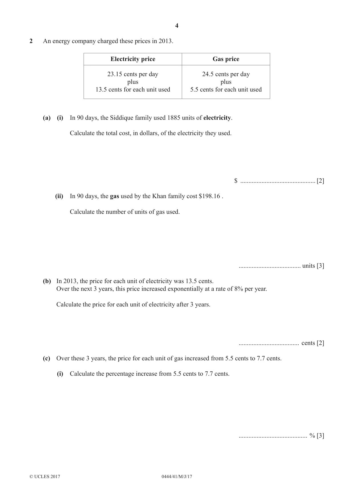 Cambridge IGCSE Mathematics (US) 0444 2017 May/June Paper 4 · Variant 1 question paper, page 4 of 16