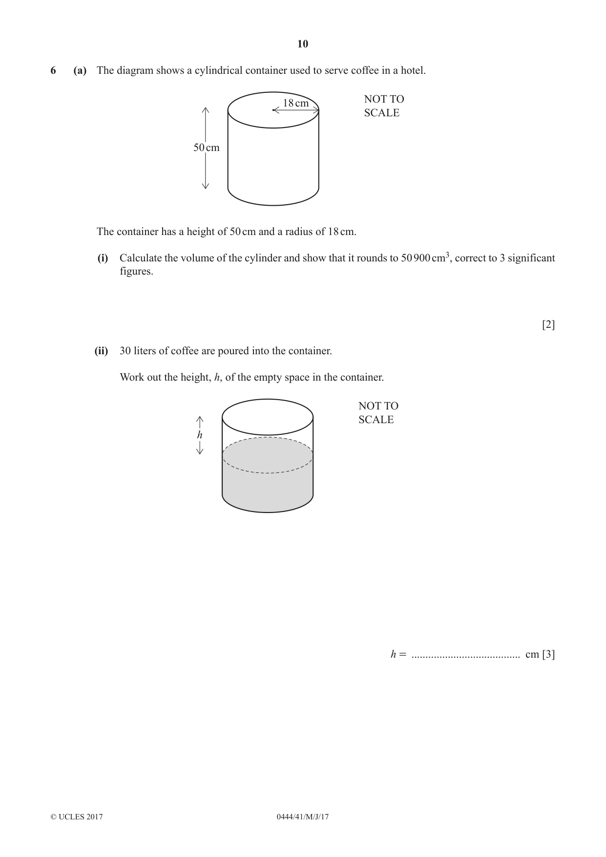 Cambridge IGCSE Mathematics (US) 0444 2017 May/June Paper 4 · Variant 1 question paper, page 10 of 16