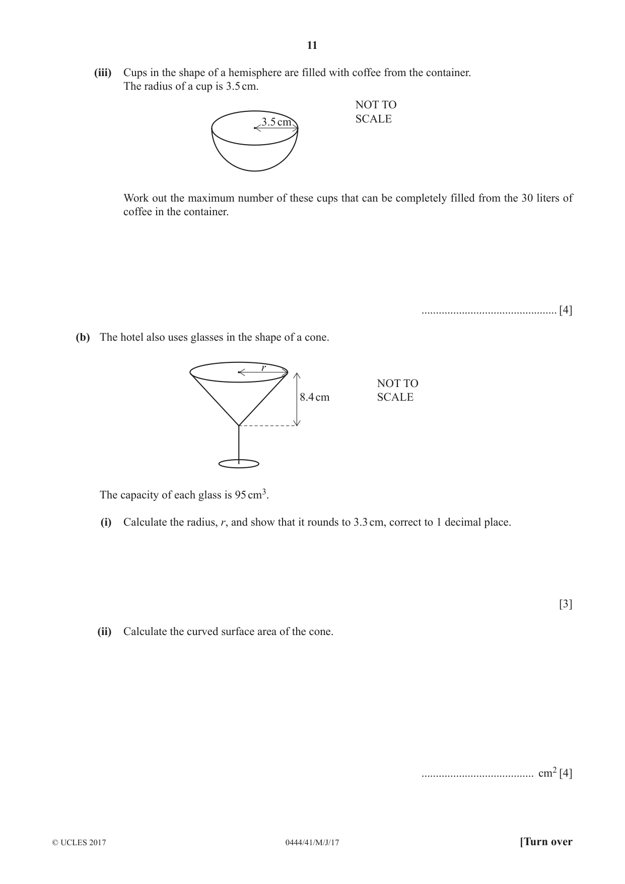 Cambridge IGCSE Mathematics (US) 0444 2017 May/June Paper 4 · Variant 1 question paper, page 11 of 16