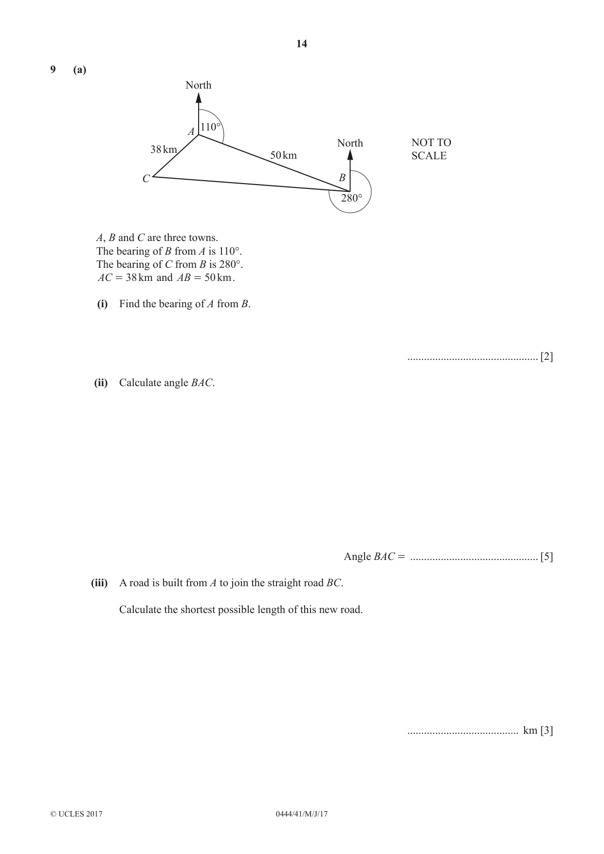 Cambridge IGCSE Mathematics (US) 0444 2017 May/June Paper 4 · Variant 1 question paper, page 14 of 16