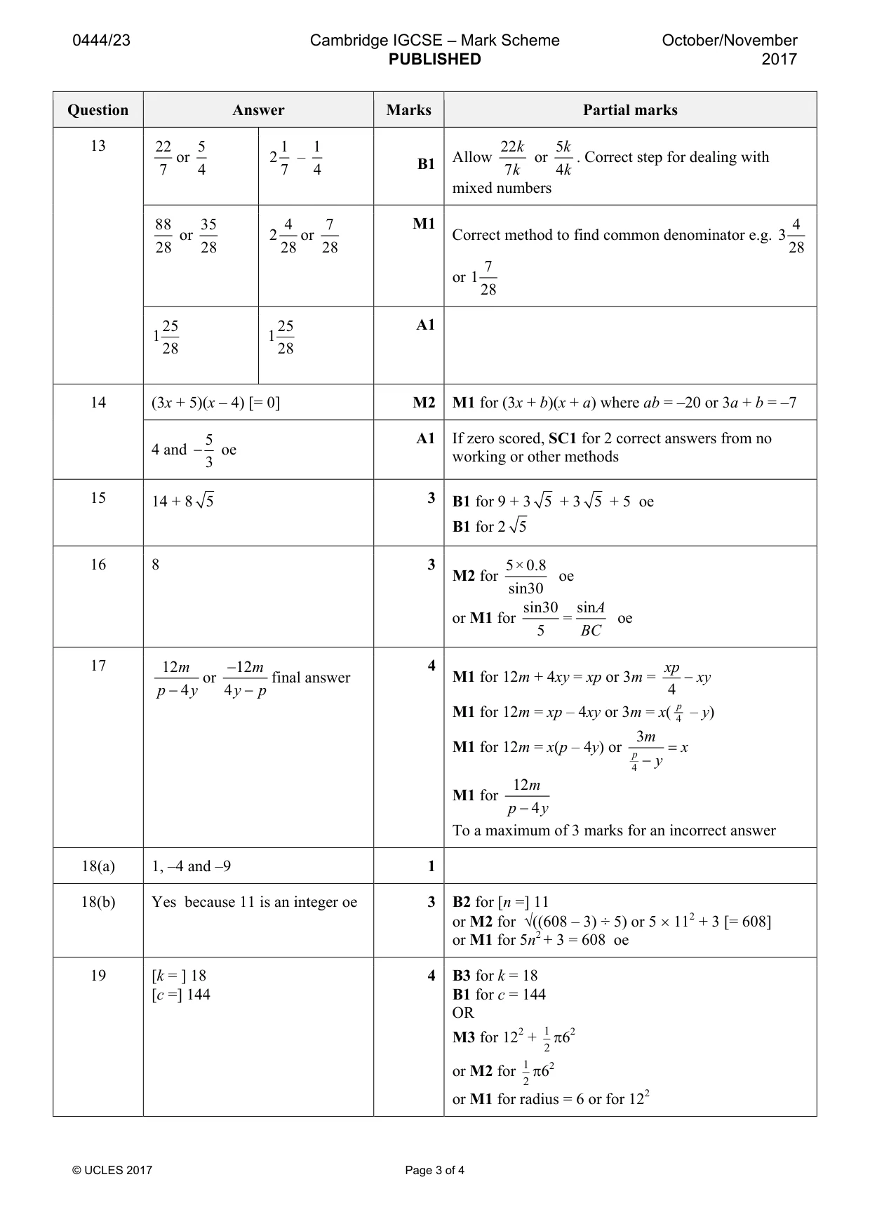 Mark scheme, page 3 of 4