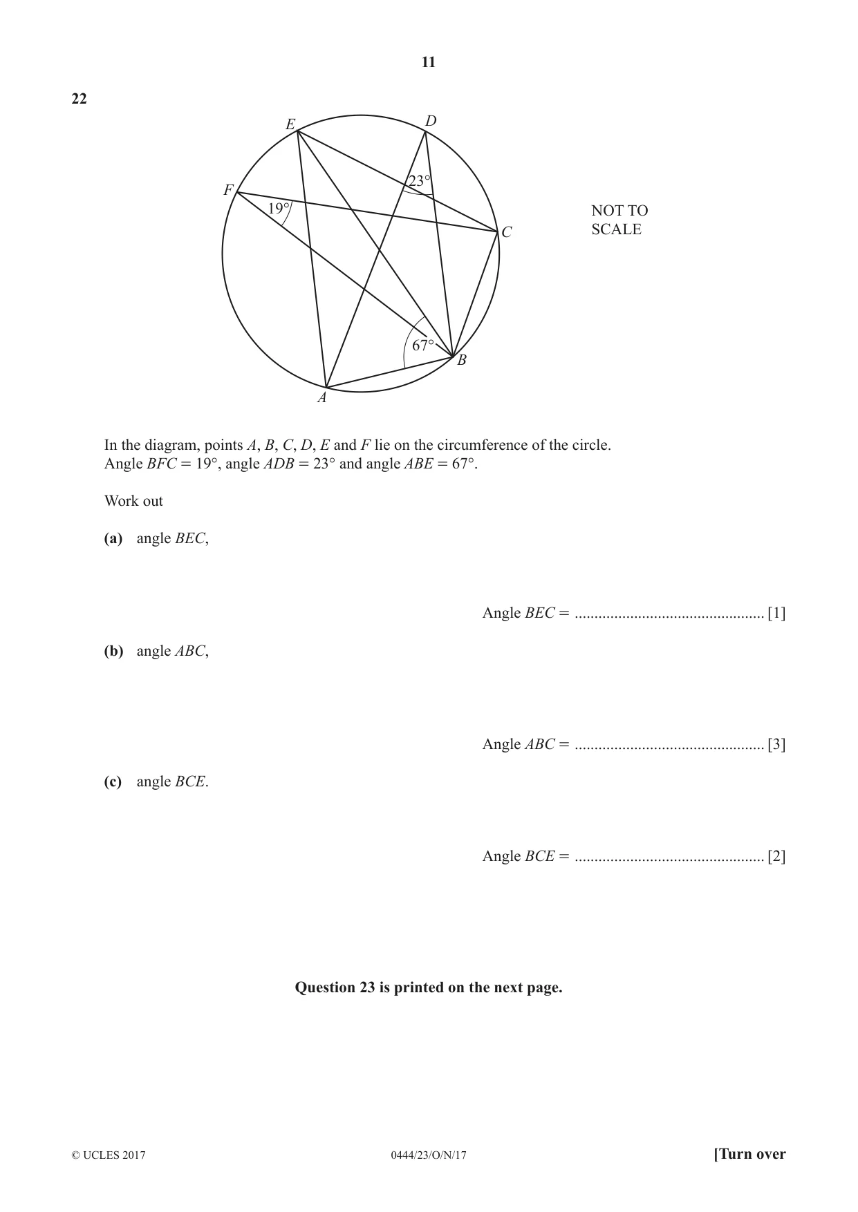Cambridge IGCSE Mathematics (US) 0444 2017 Oct/Nov Paper 2 · Variant 3 question paper, page 11 of 12