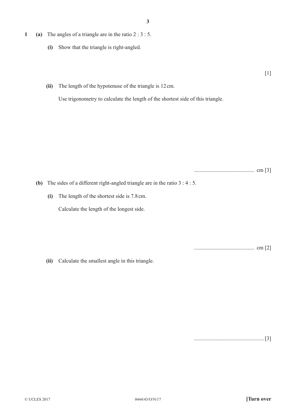 Cambridge IGCSE Mathematics (US) 0444 2017 Oct/Nov Paper 4 · Variant 3 question paper, page 3 of 16
