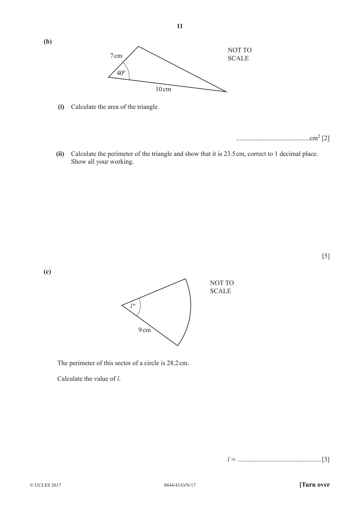 Cambridge IGCSE Mathematics (US) 0444 2017 Oct/Nov Paper 4 · Variant 3 question paper, page 11 of 16