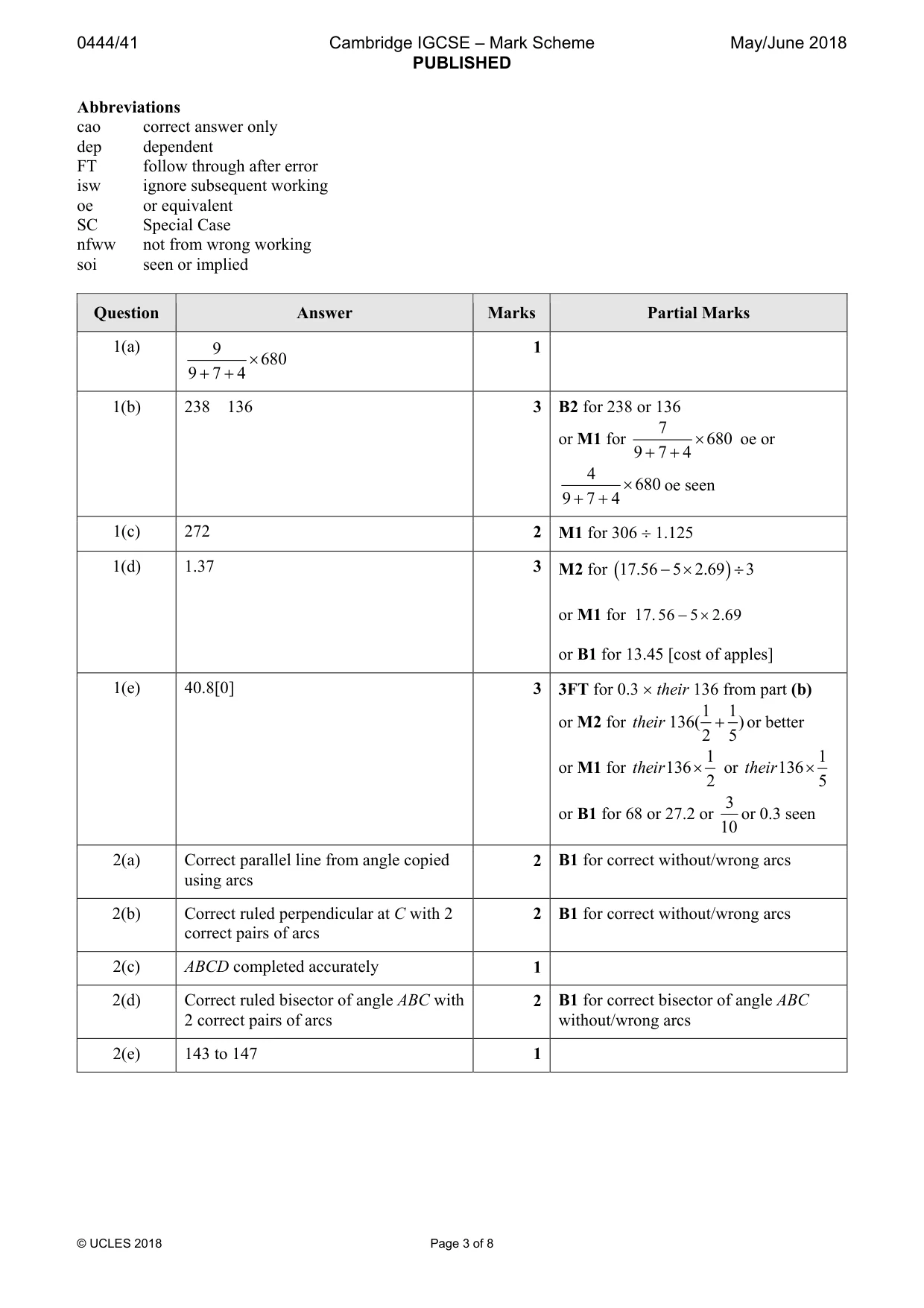 Mark scheme, page 3 of 8