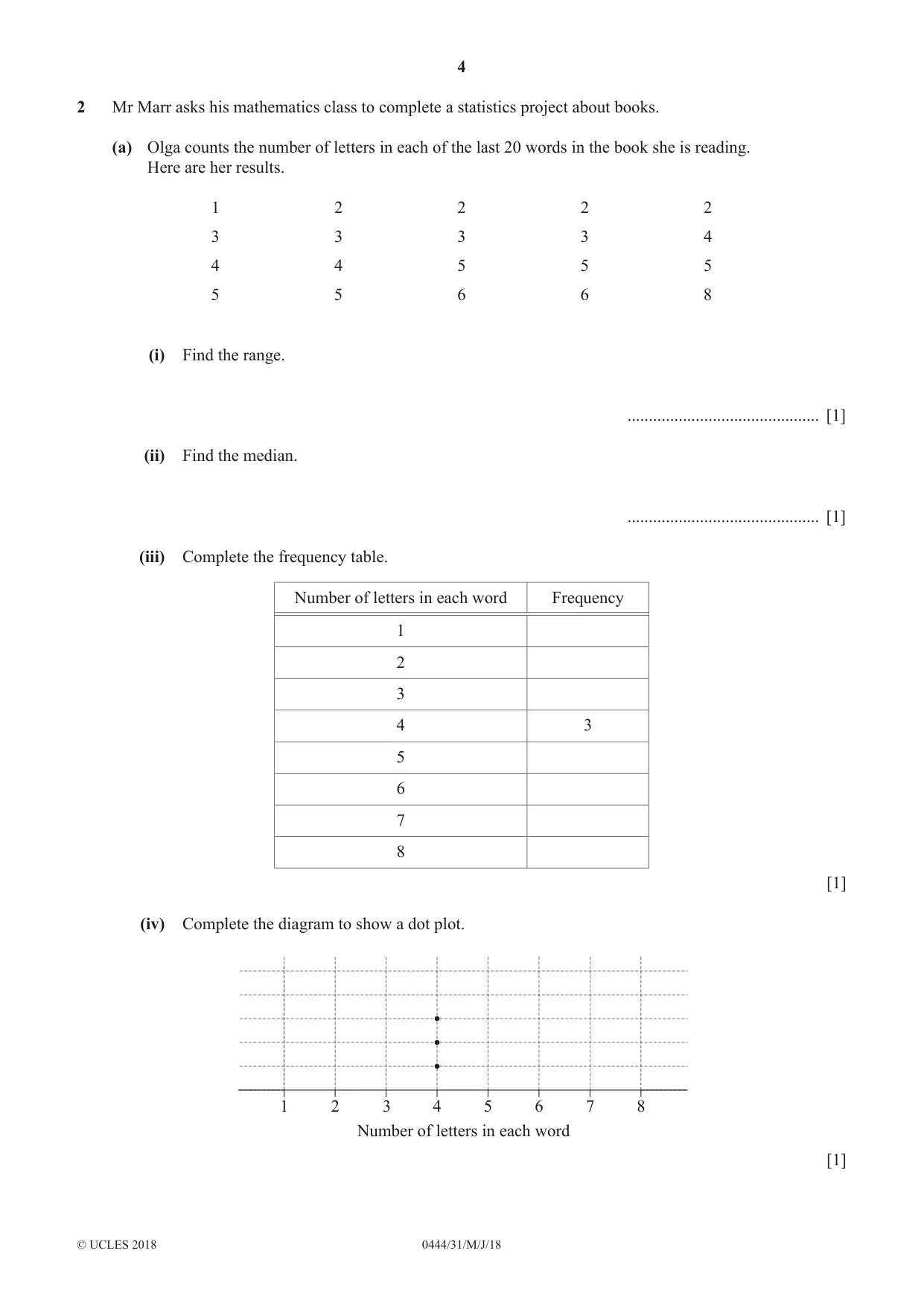 Cambridge IGCSE Mathematics (US) 0444 2018 May/June Paper 3 · Variant 1 question paper, page 4 of 20