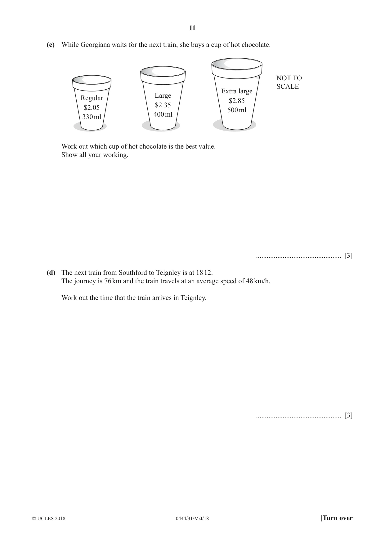 Cambridge IGCSE Mathematics (US) 0444 2018 May/June Paper 3 · Variant 1 question paper, page 11 of 20