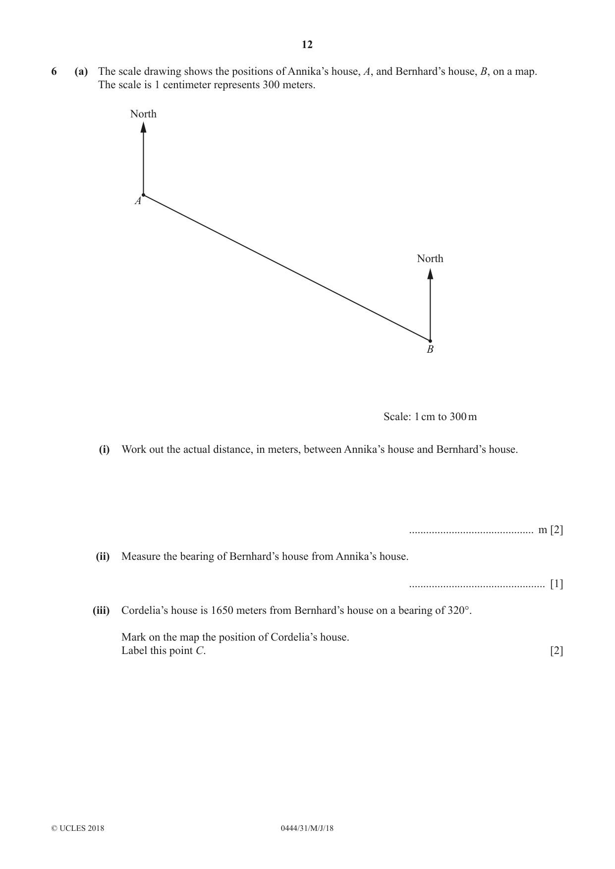Cambridge IGCSE Mathematics (US) 0444 2018 May/June Paper 3 · Variant 1 question paper, page 12 of 20