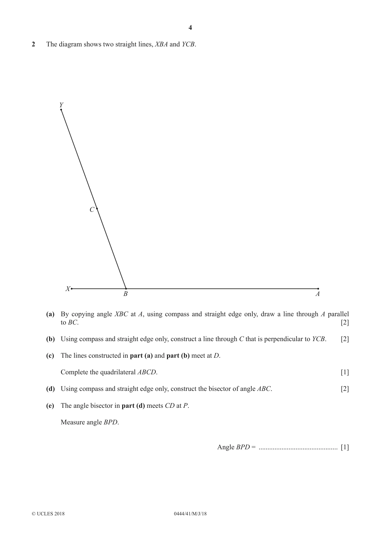 Cambridge IGCSE Mathematics (US) 0444 2018 May/June Paper 4 · Variant 1 question paper, page 4 of 20