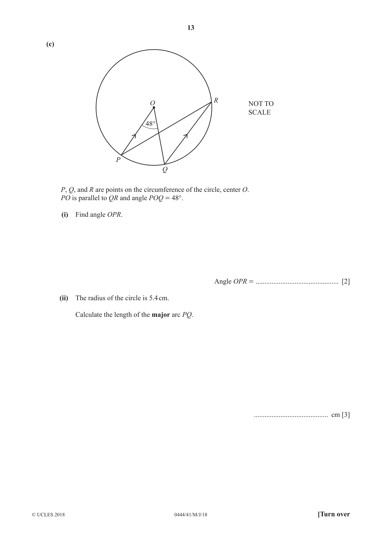 Cambridge IGCSE Mathematics (US) 0444 2018 May/June Paper 4 · Variant 1 question paper, page 13 of 20