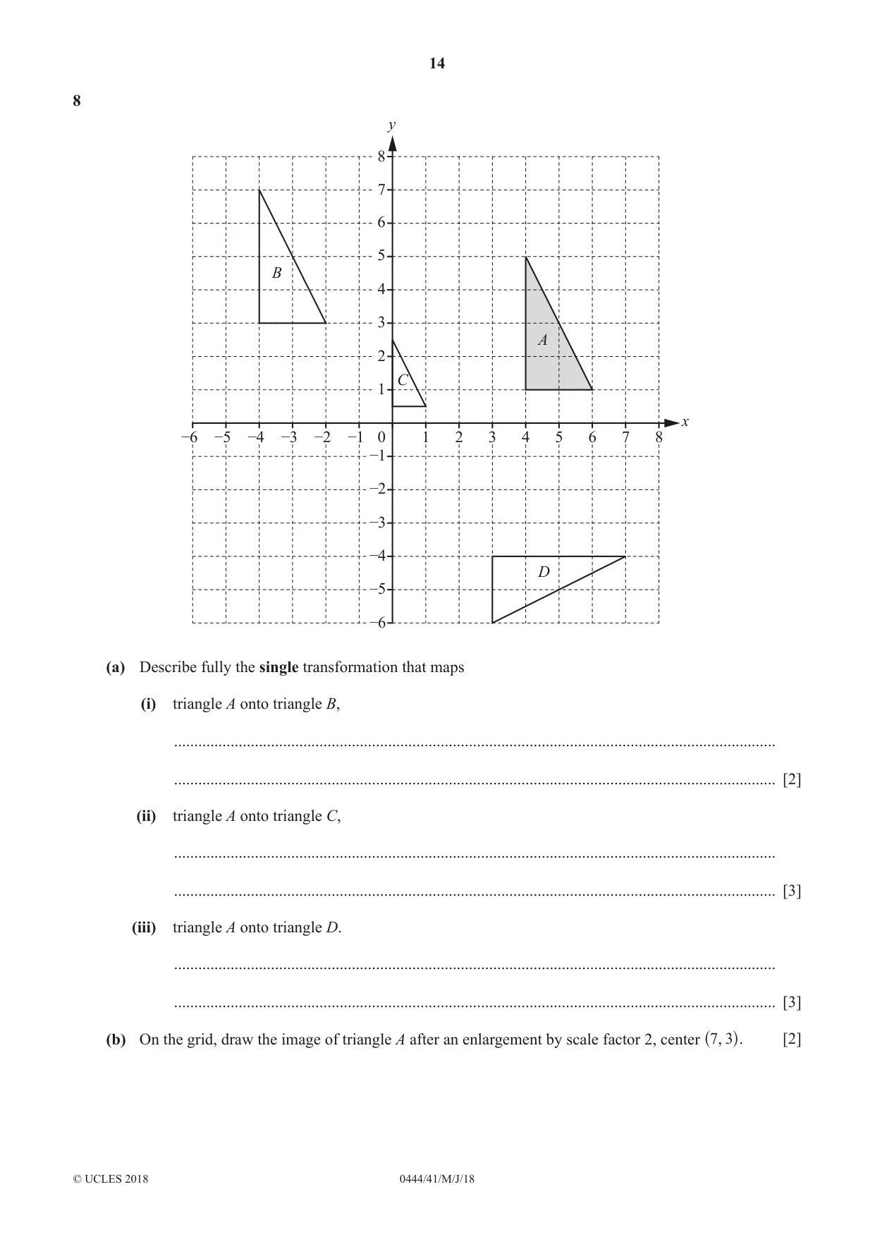 Cambridge IGCSE Mathematics (US) 0444 2018 May/June Paper 4 · Variant 1 question paper, page 14 of 20
