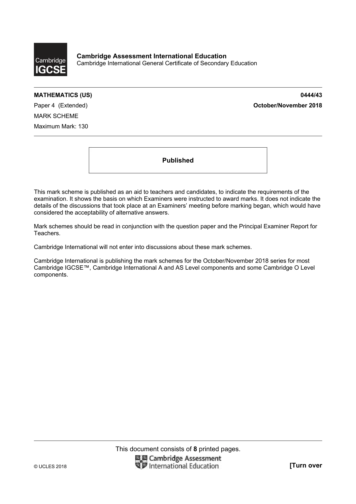 Mark scheme, page 1 of 8