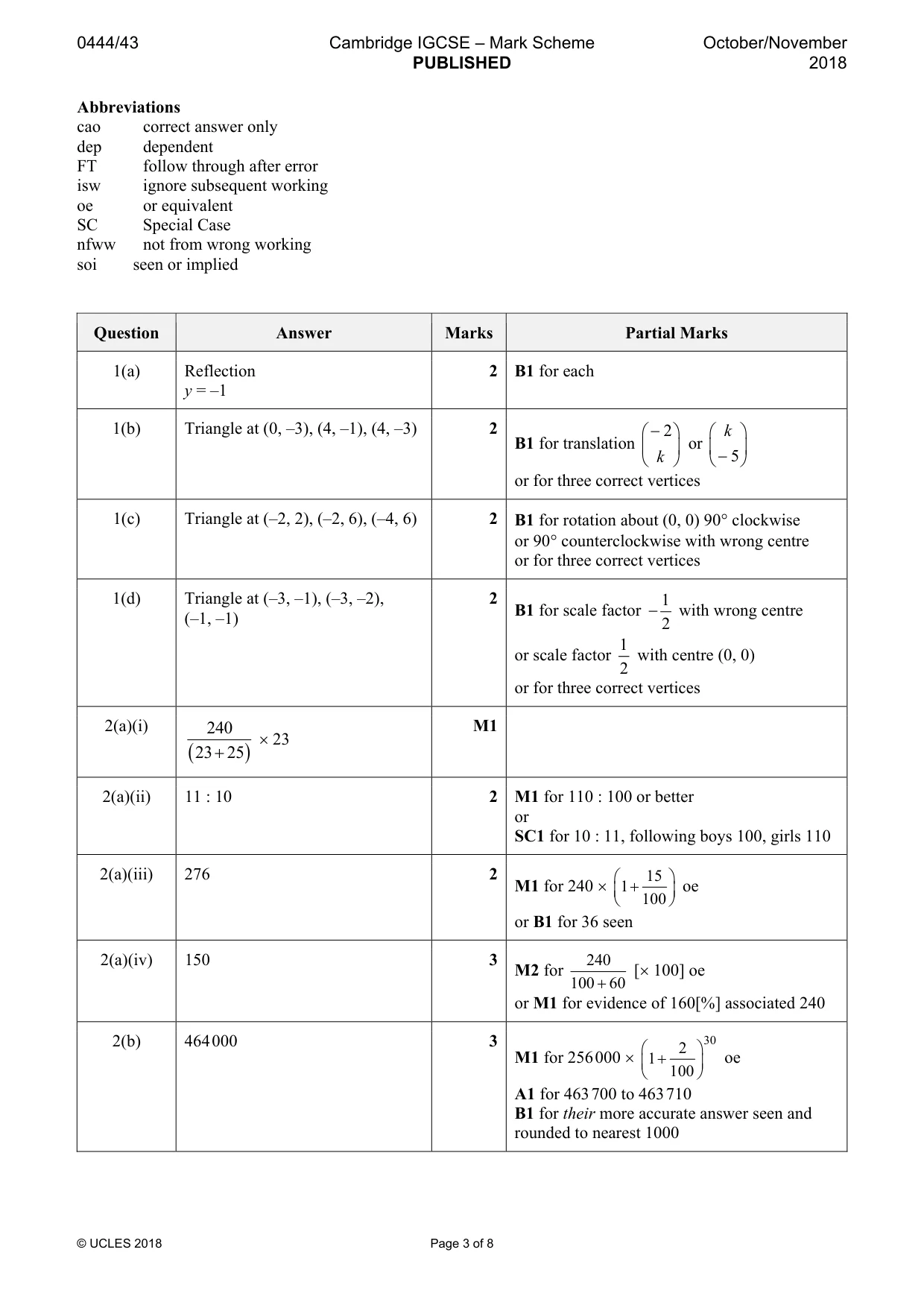 Mark scheme, page 3 of 8