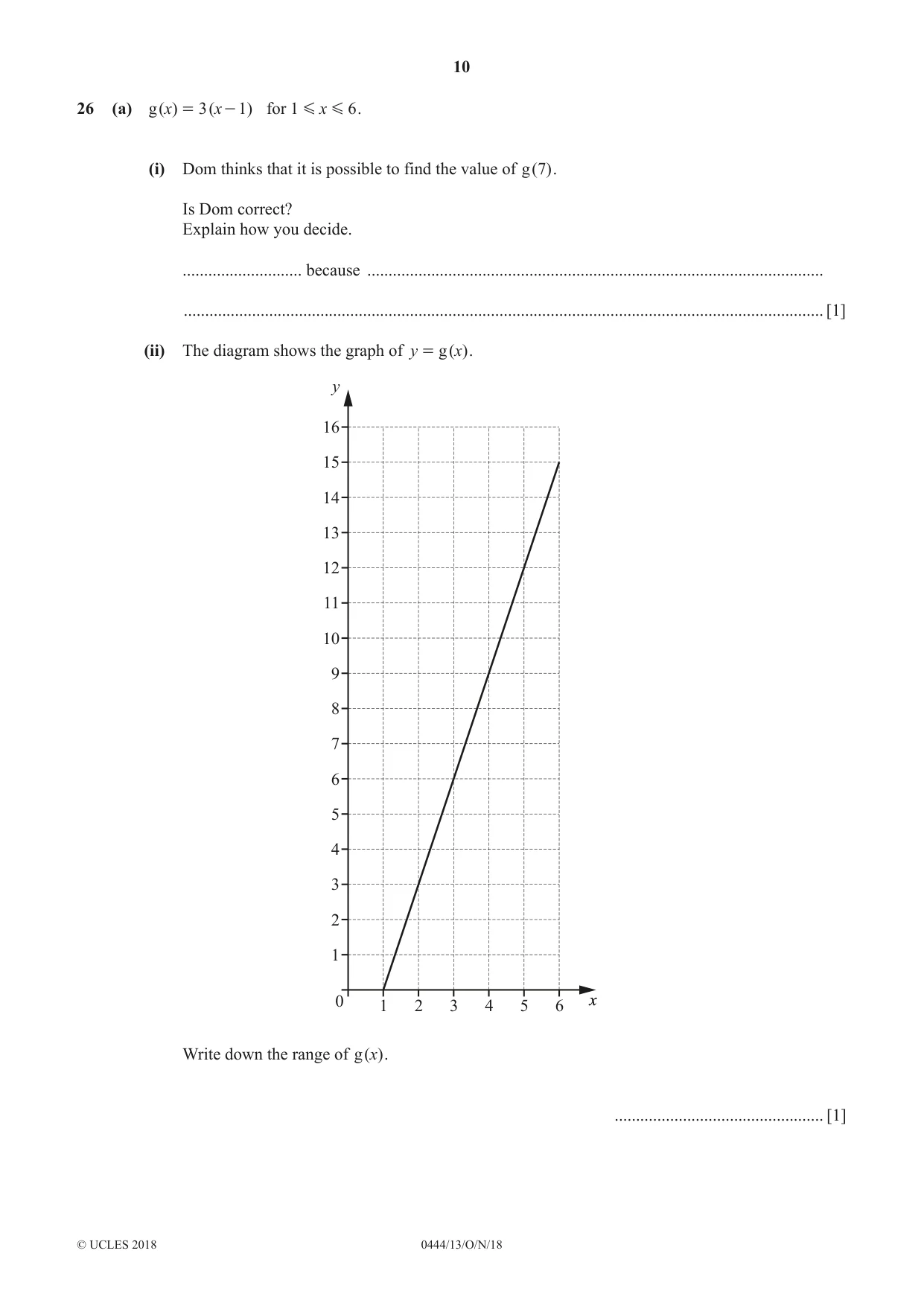Cambridge IGCSE Mathematics (US) 0444 2018 Oct/Nov Paper 1 · Variant 3 question paper, page 10 of 12