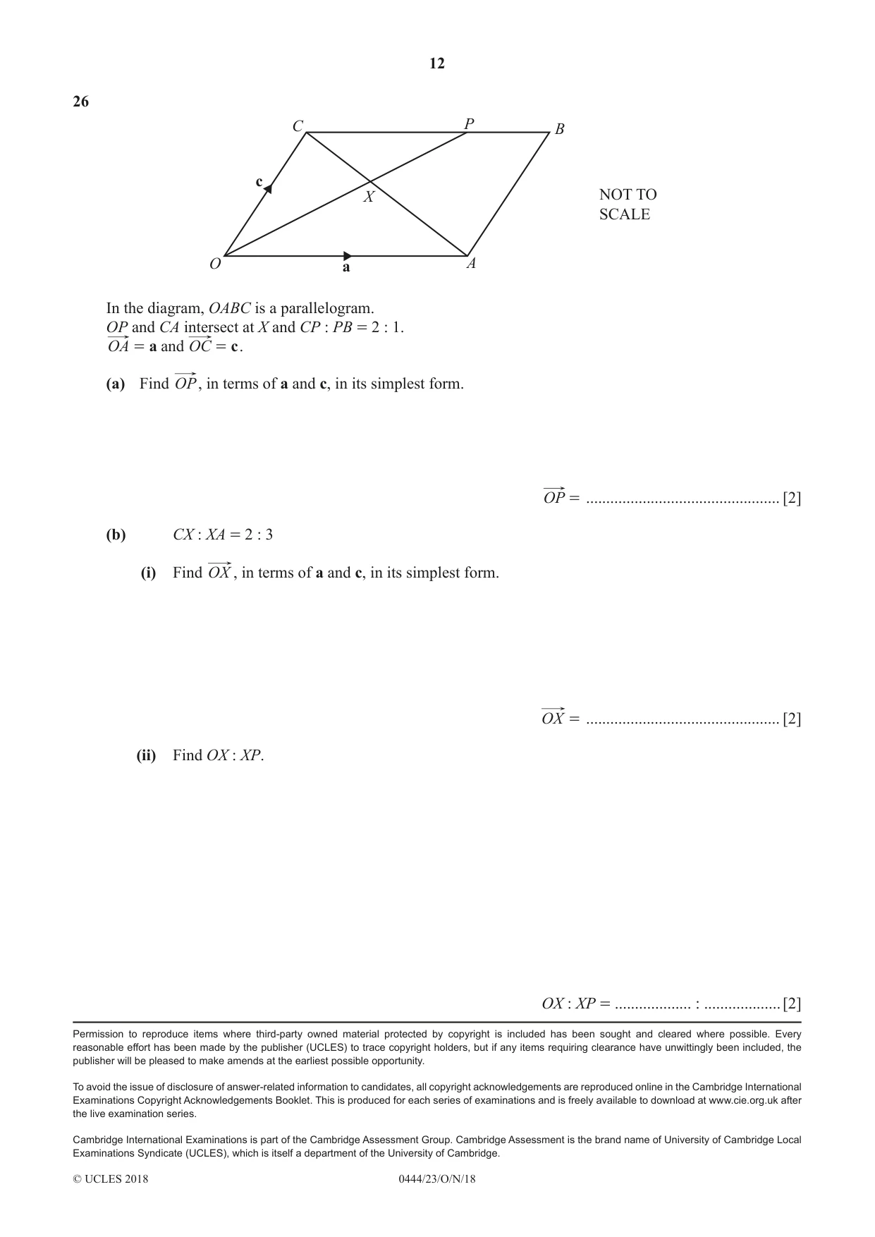 Cambridge IGCSE Mathematics (US) 0444 2018 Oct/Nov Paper 2 · Variant 3 question paper, page 12 of 12
