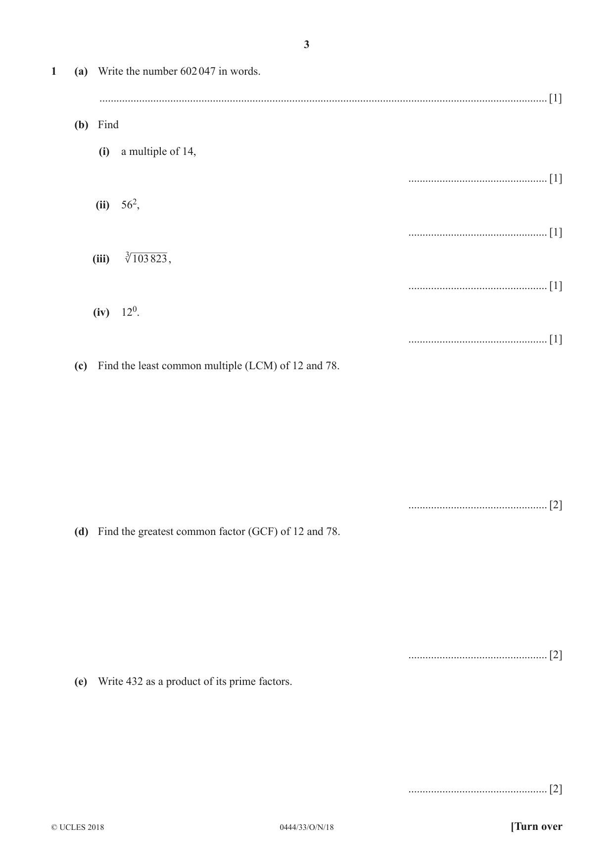 Cambridge IGCSE Mathematics (US) 0444 2018 Oct/Nov Paper 3 · Variant 3 question paper, page 3 of 16
