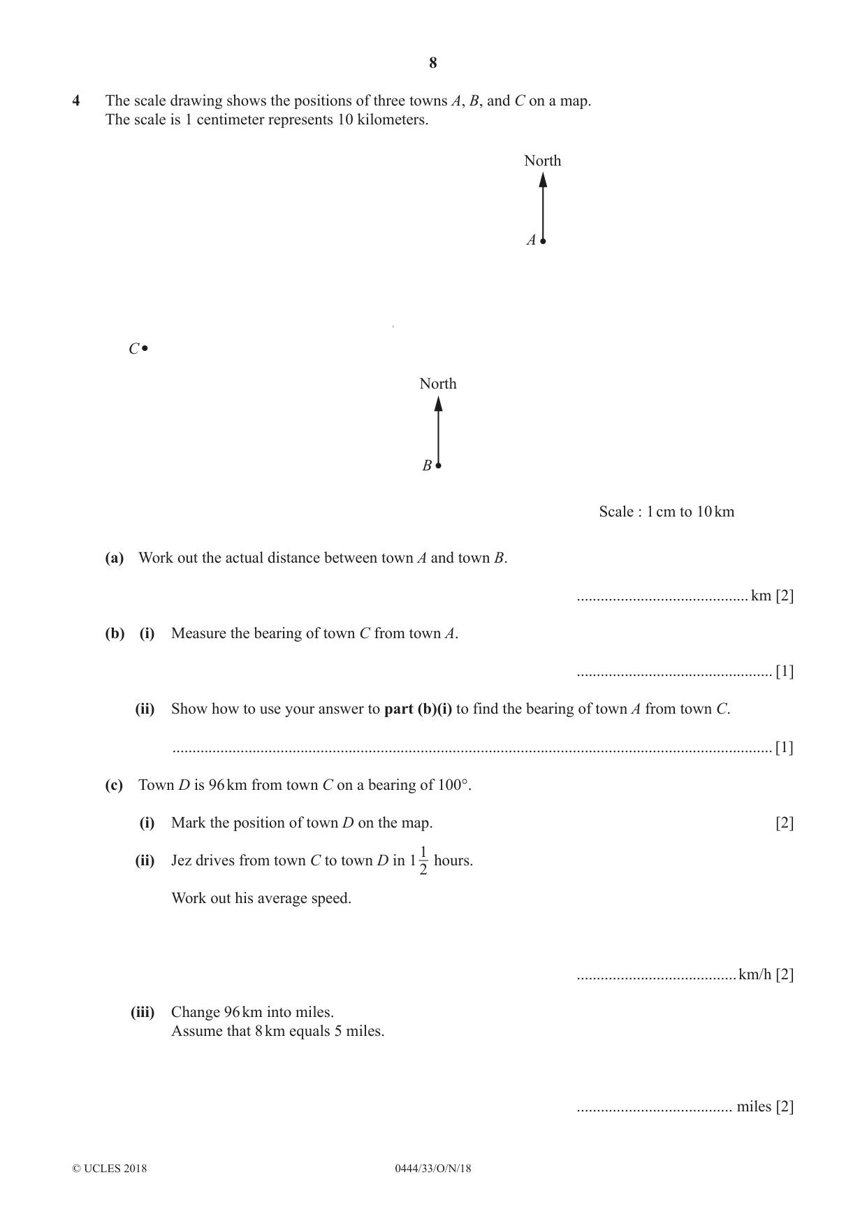 Cambridge IGCSE Mathematics (US) 0444 2018 Oct/Nov Paper 3 · Variant 3 question paper, page 8 of 16