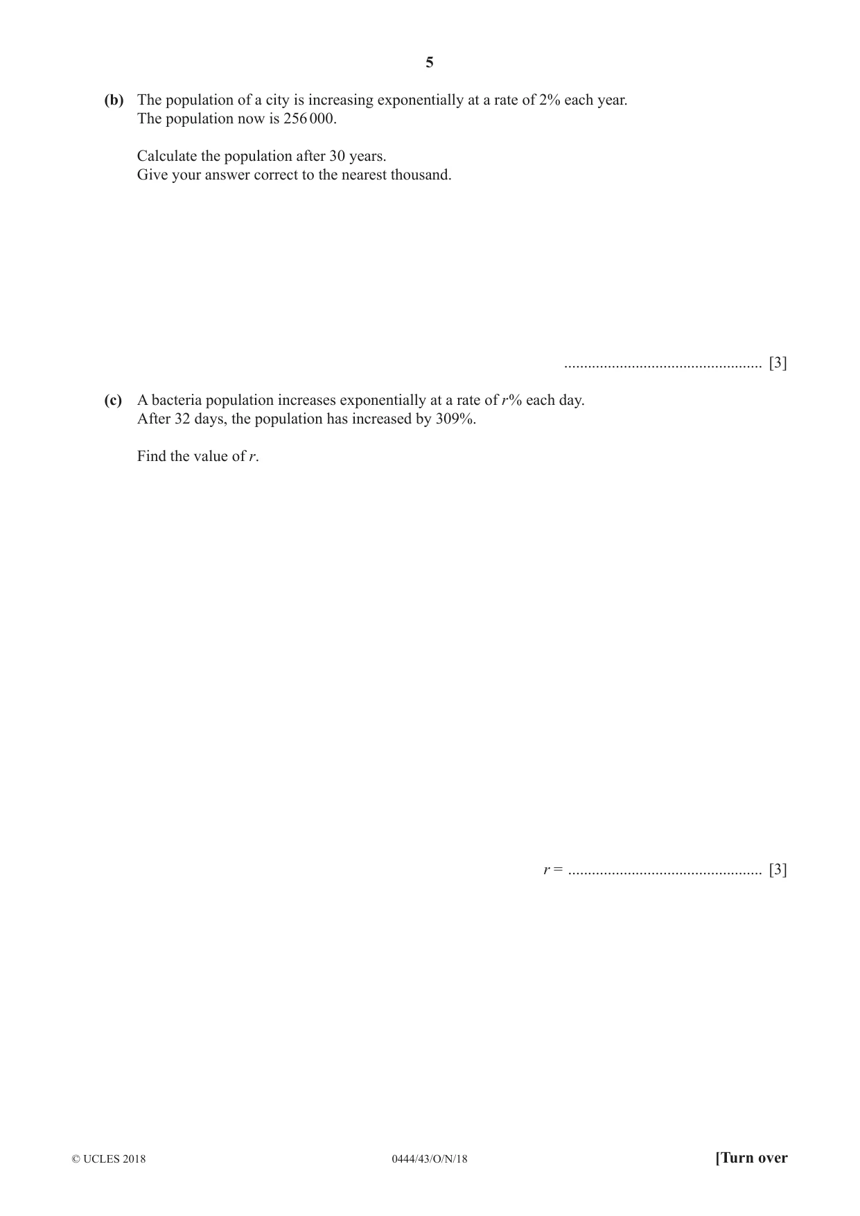 Cambridge IGCSE Mathematics (US) 0444 2018 Oct/Nov Paper 4 · Variant 3 question paper, page 5 of 20