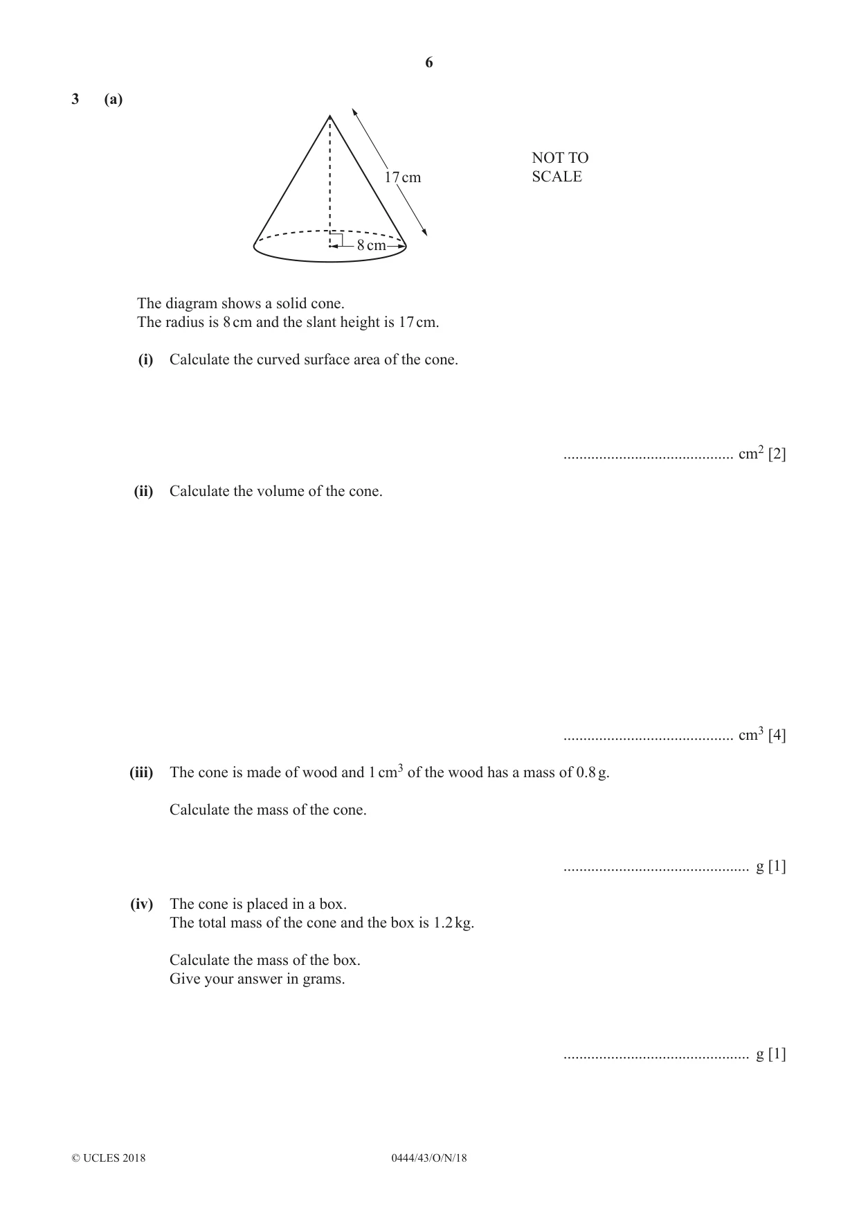 Cambridge IGCSE Mathematics (US) 0444 2018 Oct/Nov Paper 4 · Variant 3 question paper, page 6 of 20