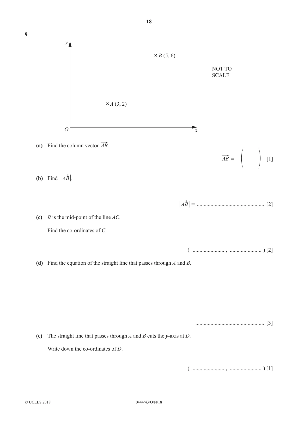 Cambridge IGCSE Mathematics (US) 0444 2018 Oct/Nov Paper 4 · Variant 3 question paper, page 18 of 20