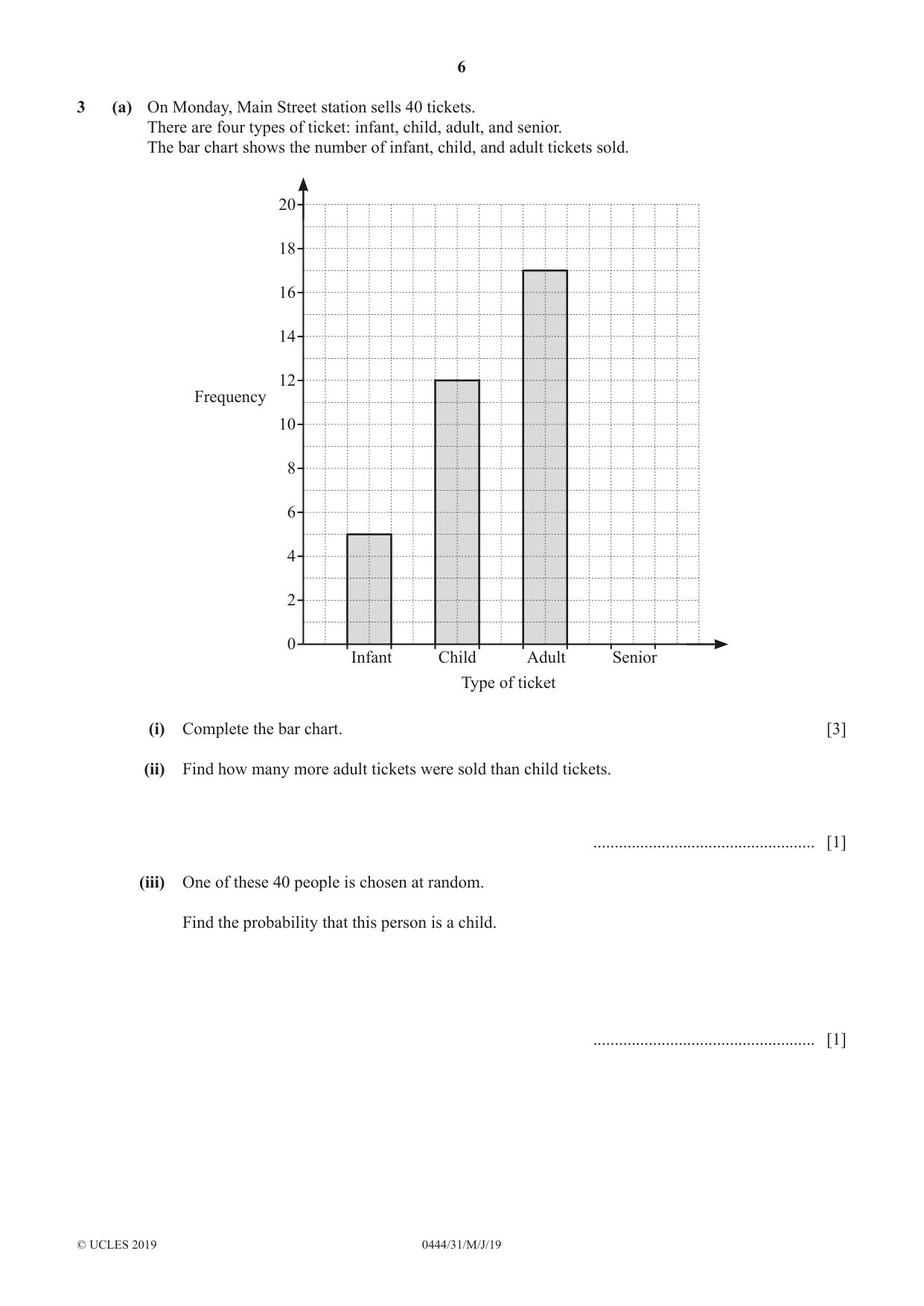 Cambridge IGCSE Mathematics (US) 0444 2019 May/June Paper 3 · Variant 1 question paper, page 6 of 16
