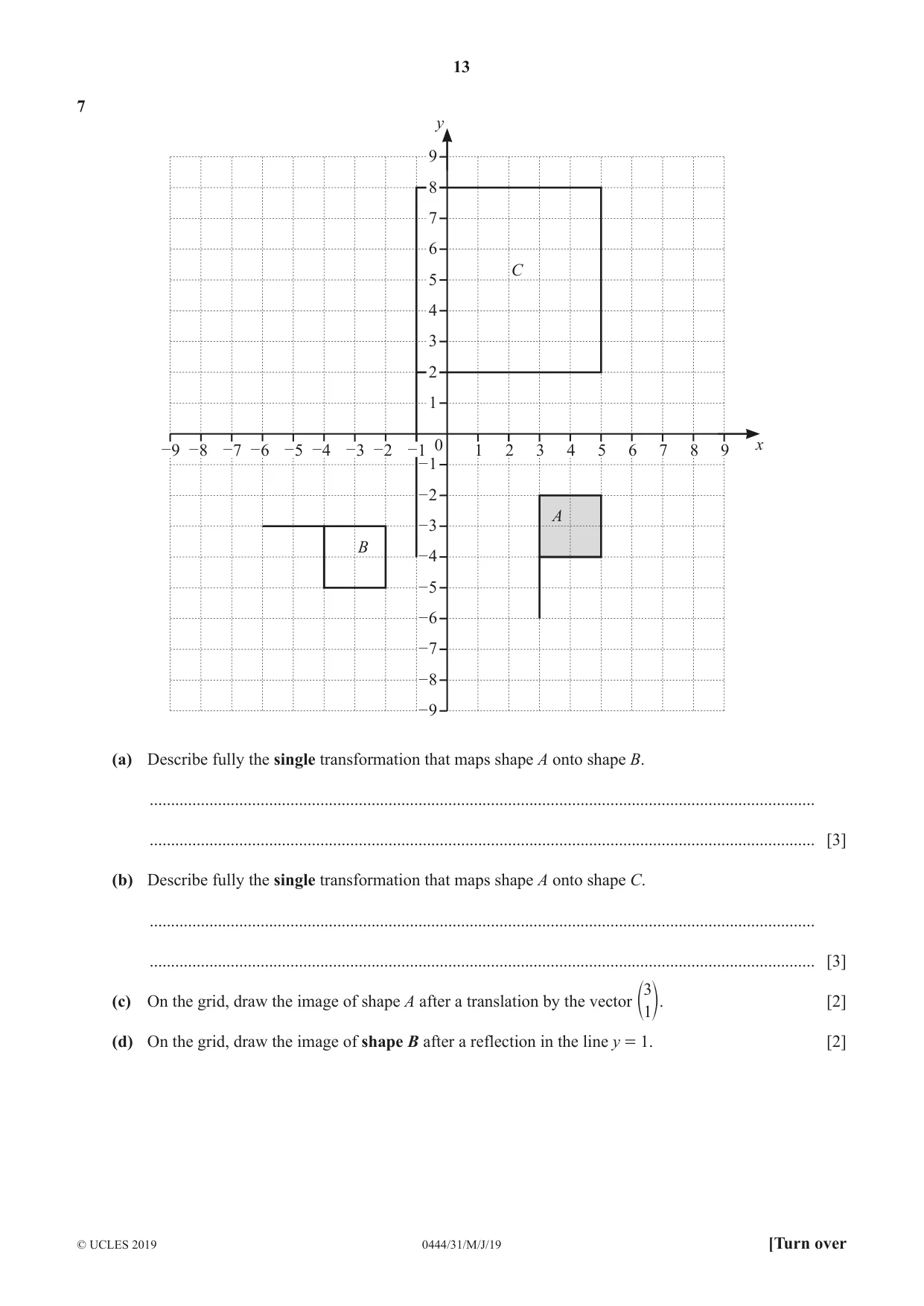Cambridge IGCSE Mathematics (US) 0444 2019 May/June Paper 3 · Variant 1 question paper, page 13 of 16