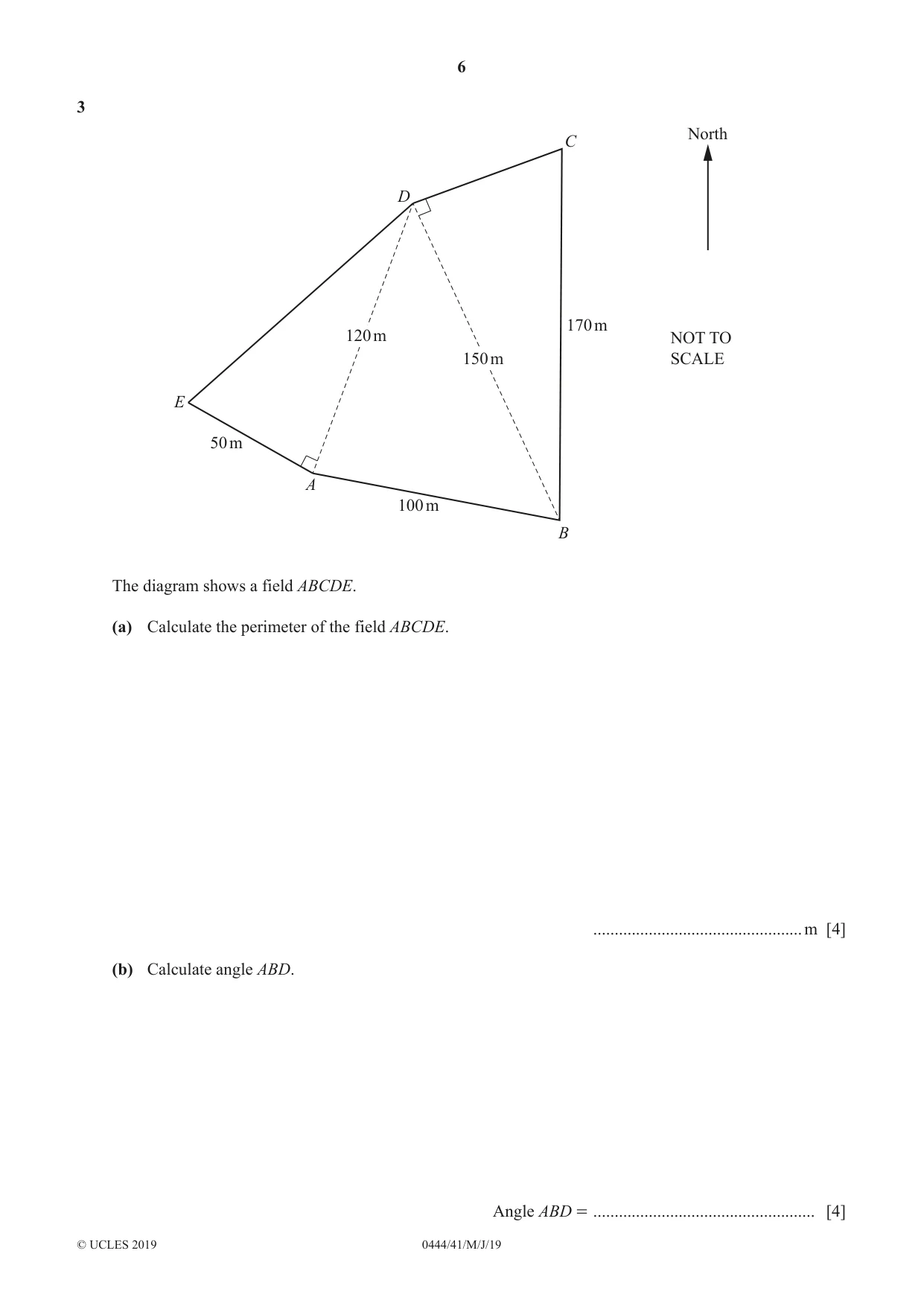 Cambridge IGCSE Mathematics (US) 0444 2019 May/June Paper 4 · Variant 1 question paper, page 6 of 20