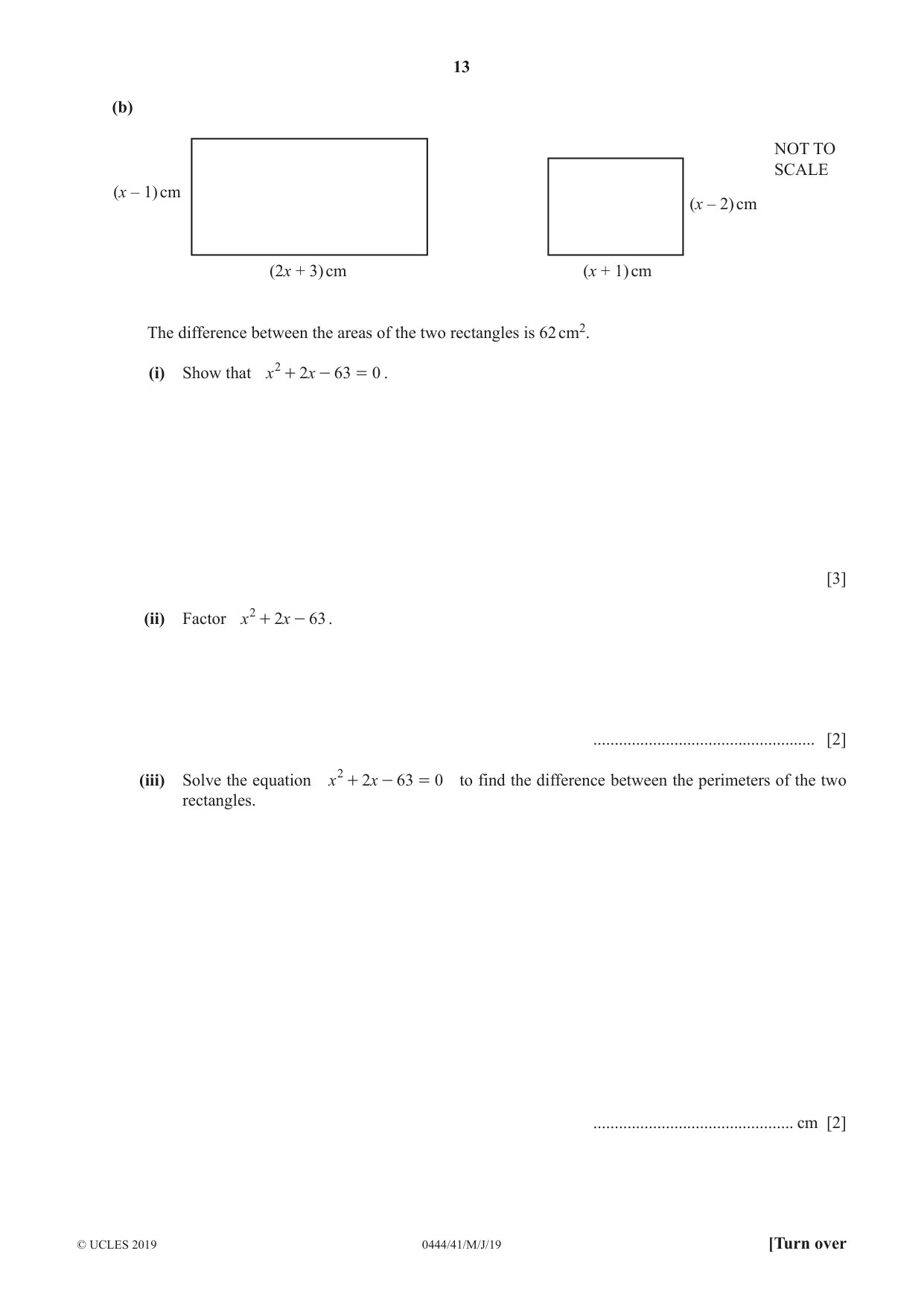 Cambridge IGCSE Mathematics (US) 0444 2019 May/June Paper 4 · Variant 1 question paper, page 13 of 20