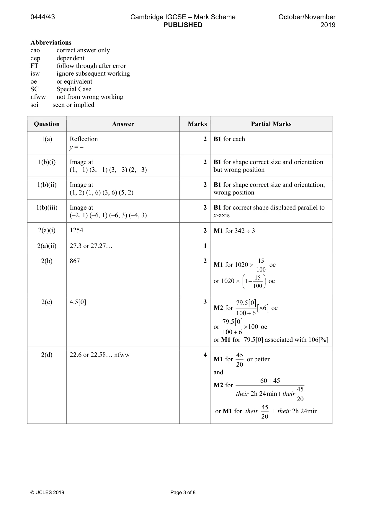 Mark scheme, page 3 of 8
