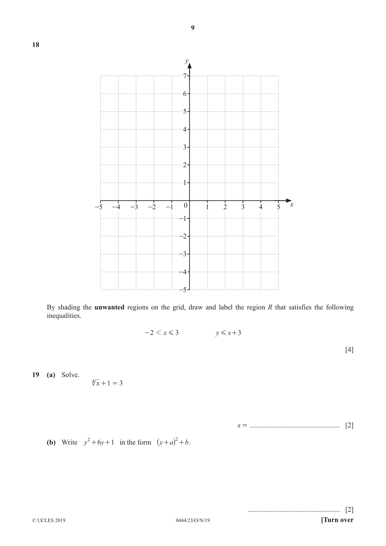 Cambridge IGCSE Mathematics (US) 0444 2019 Oct/Nov Paper 2 · Variant 3 question paper, page 9 of 12