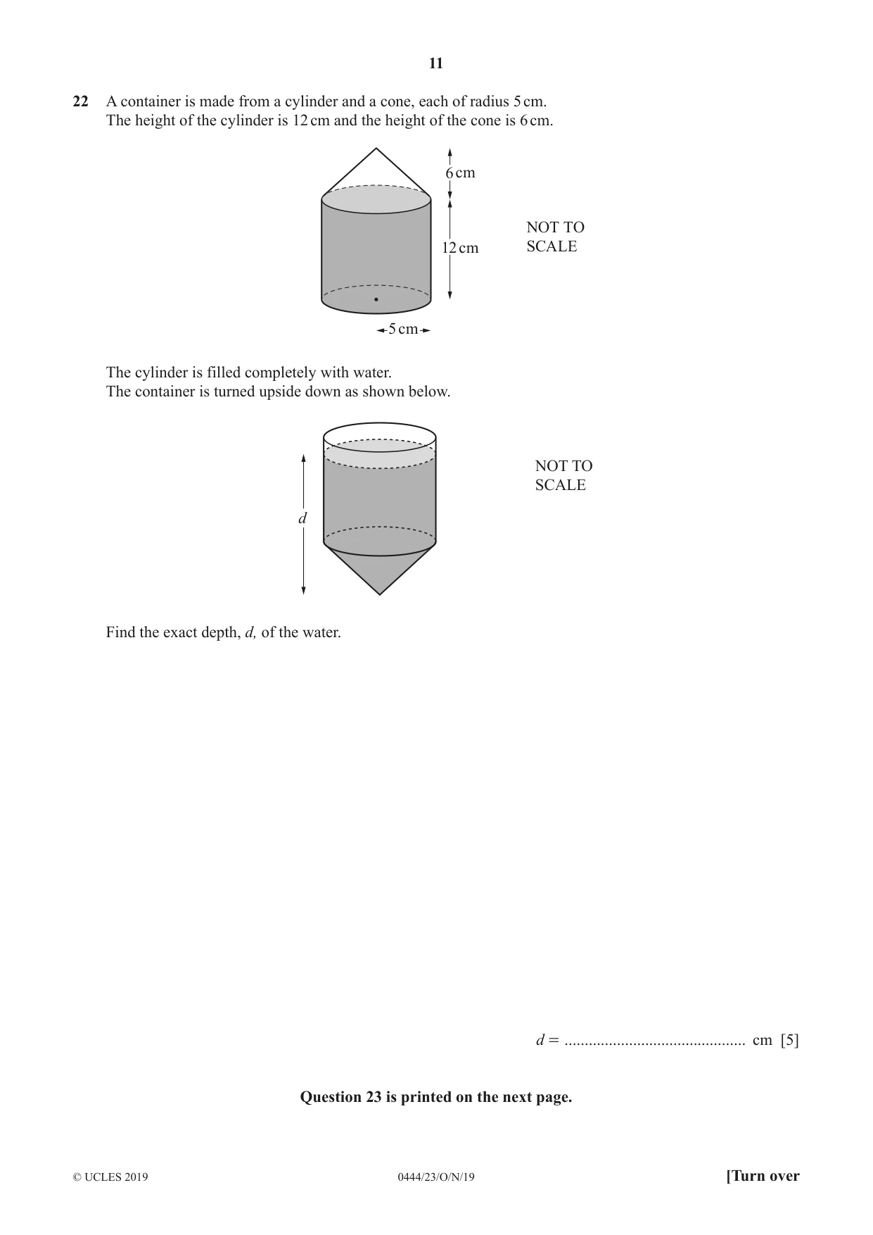 Cambridge IGCSE Mathematics (US) 0444 2019 Oct/Nov Paper 2 · Variant 3 question paper, page 11 of 12
