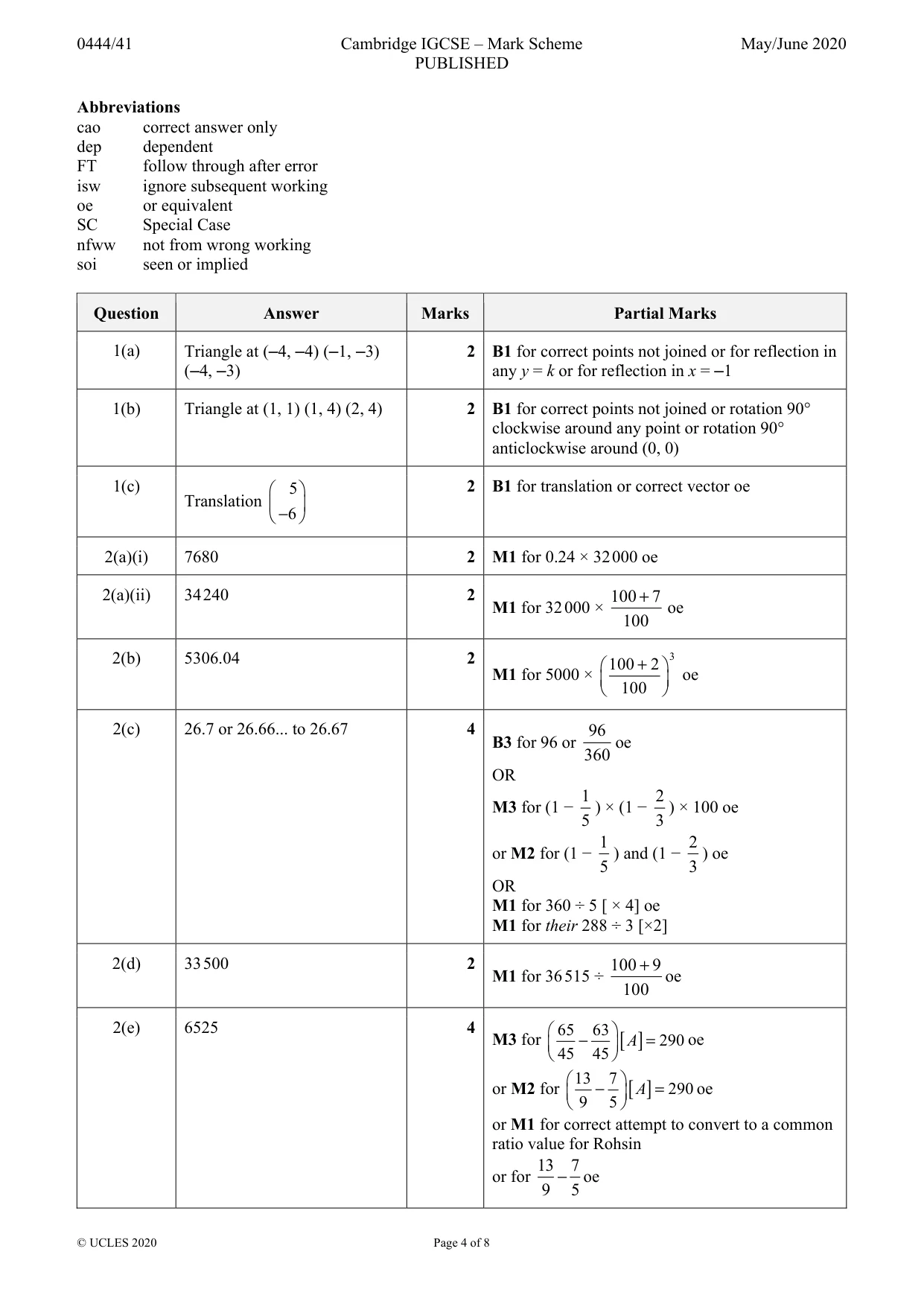 Mark scheme, page 4 of 8