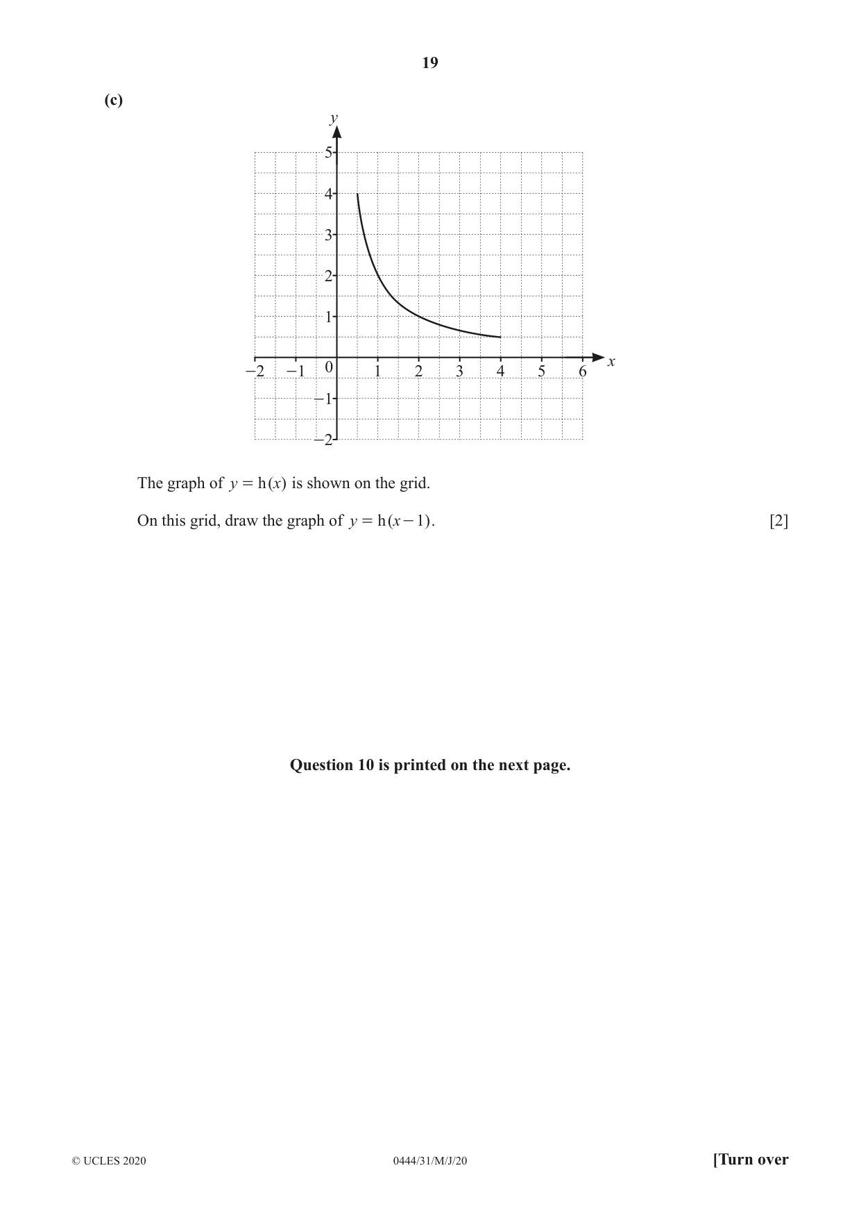 Cambridge IGCSE Mathematics (US) 0444 2020 May/June Paper 3 · Variant 1 question paper, page 19 of 20