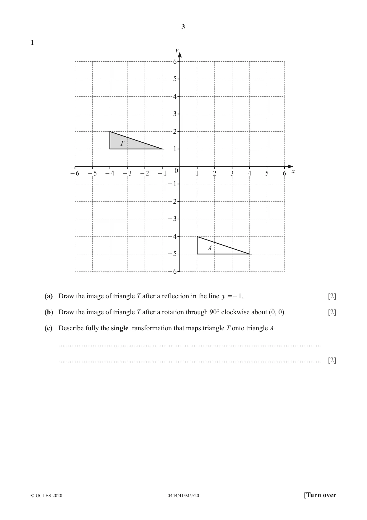 Cambridge IGCSE Mathematics (US) 0444 2020 May/June Paper 4 · Variant 1 question paper, page 3 of 20