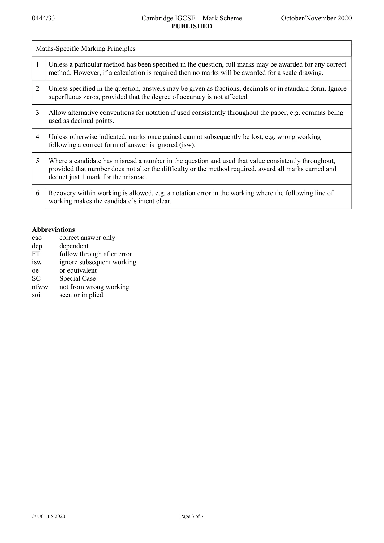Mark scheme, page 3 of 7