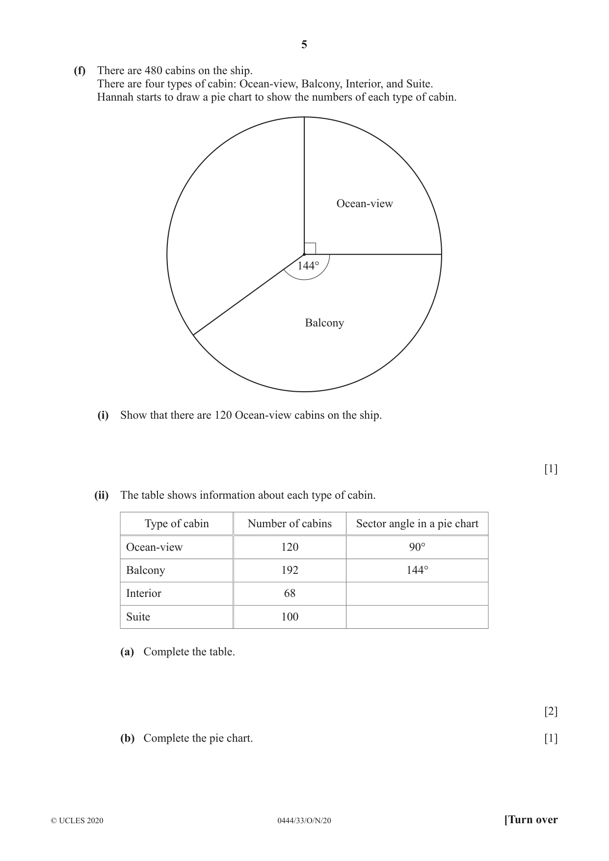 Cambridge IGCSE Mathematics (US) 0444 2020 Oct/Nov Paper 3 · Variant 3 question paper, page 5 of 20