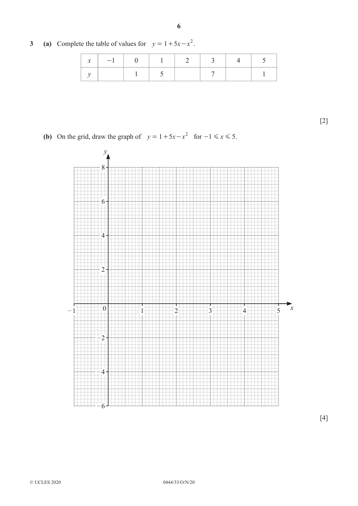 Cambridge IGCSE Mathematics (US) 0444 2020 Oct/Nov Paper 3 · Variant 3 question paper, page 6 of 20