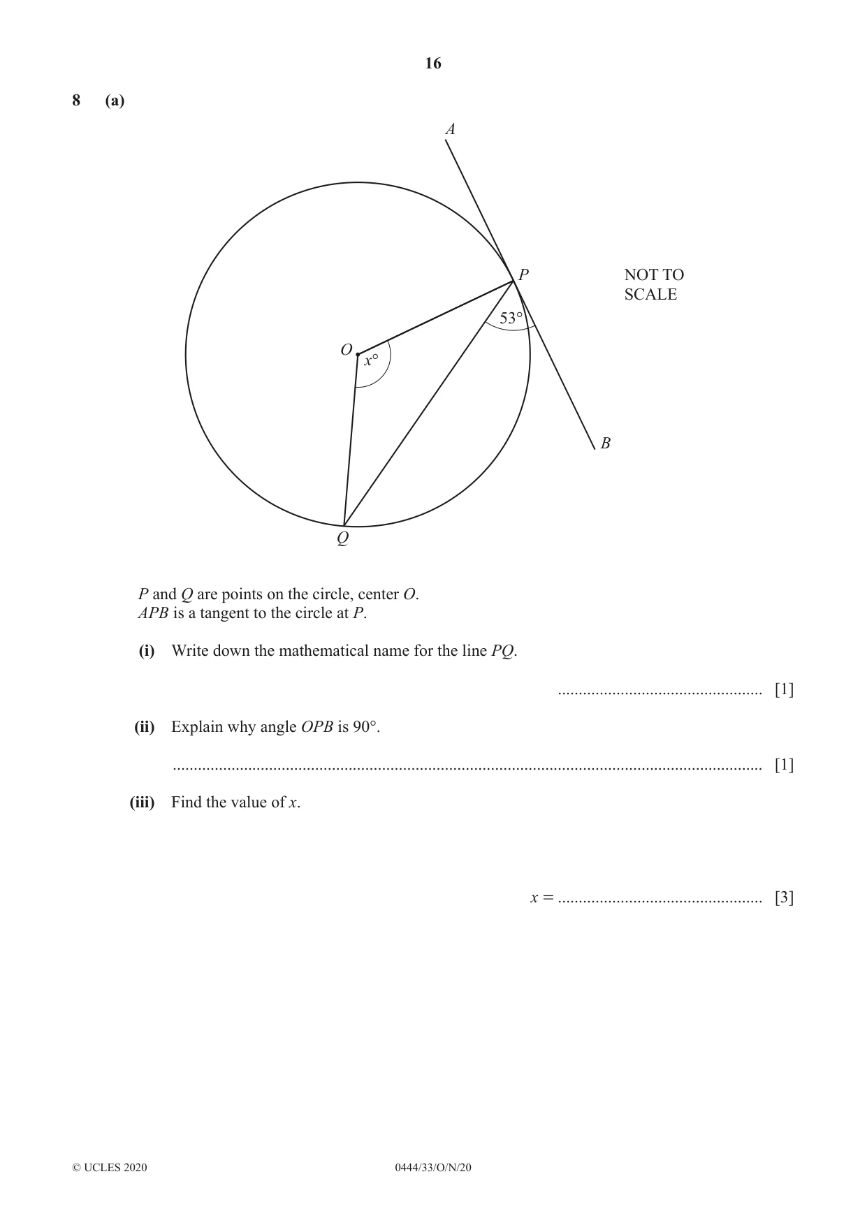 Cambridge IGCSE Mathematics (US) 0444 2020 Oct/Nov Paper 3 · Variant 3 question paper, page 16 of 20