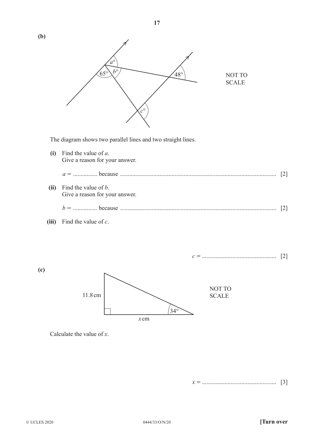 Cambridge IGCSE Mathematics (US) 0444 2020 Oct/Nov Paper 3 · Variant 3 question paper, page 17 of 20