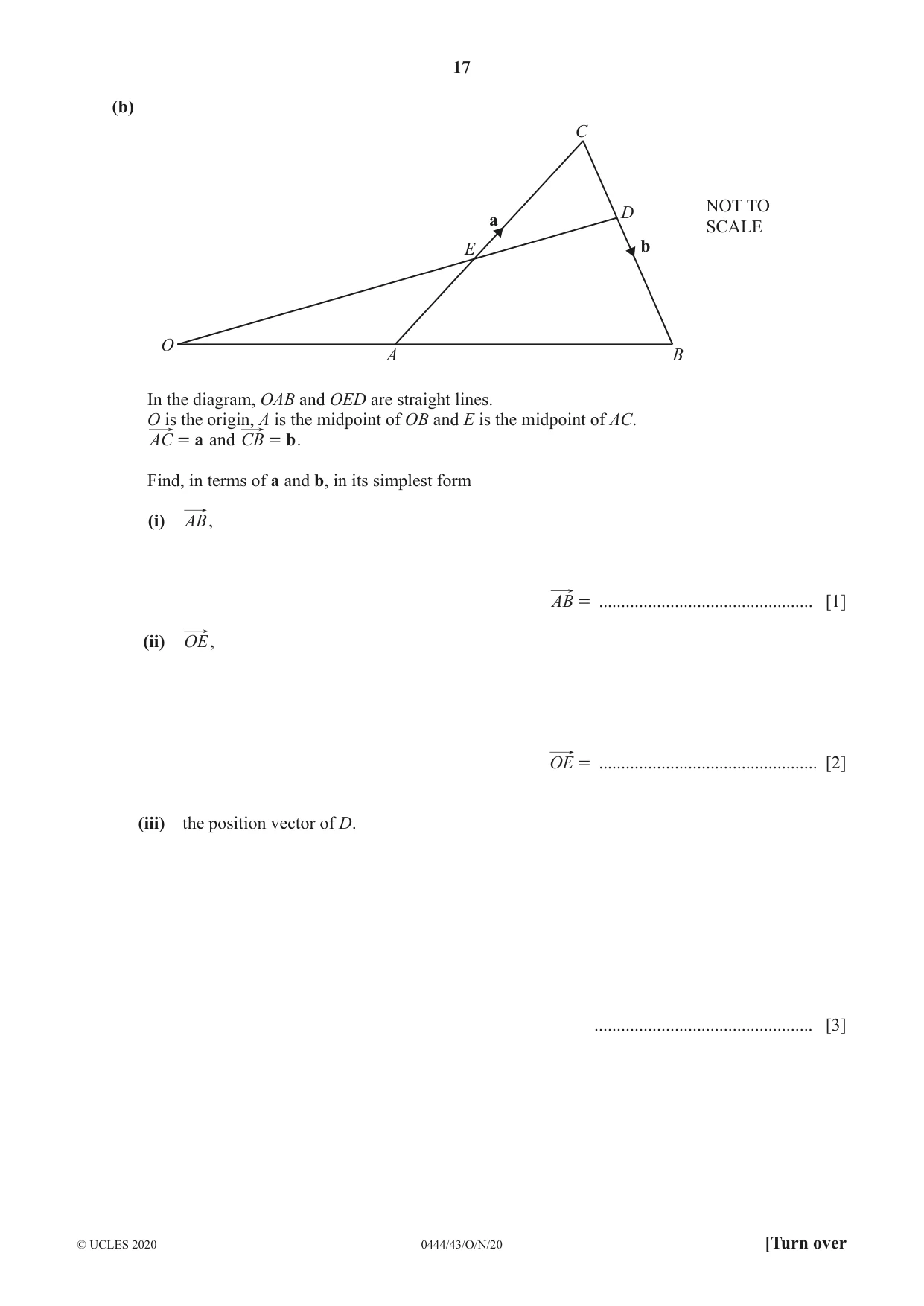 Cambridge IGCSE Mathematics (US) 0444 2020 Oct/Nov Paper 4 · Variant 3 question paper, page 17 of 20