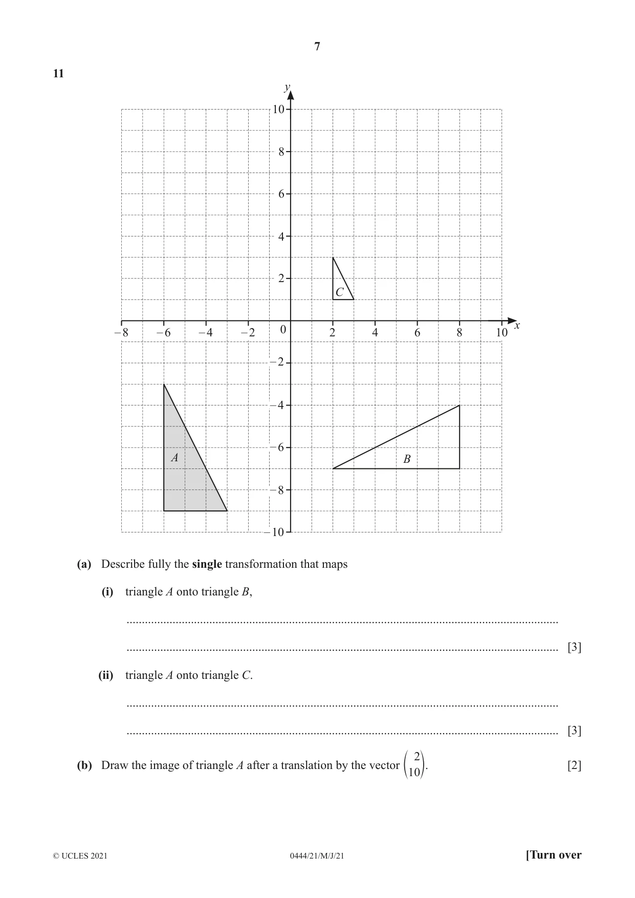 Cambridge IGCSE Mathematics (US) 0444 2021 May/June Paper 2 · Variant 1 question paper, page 7 of 12