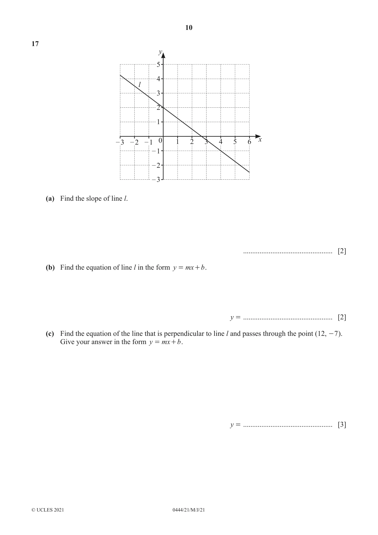 Cambridge IGCSE Mathematics (US) 0444 2021 May/June Paper 2 · Variant 1 question paper, page 10 of 12