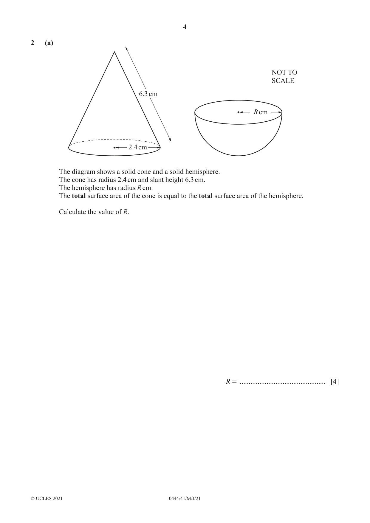 Cambridge IGCSE Mathematics (US) 0444 2021 May/June Paper 4 · Variant 1 question paper, page 4 of 20