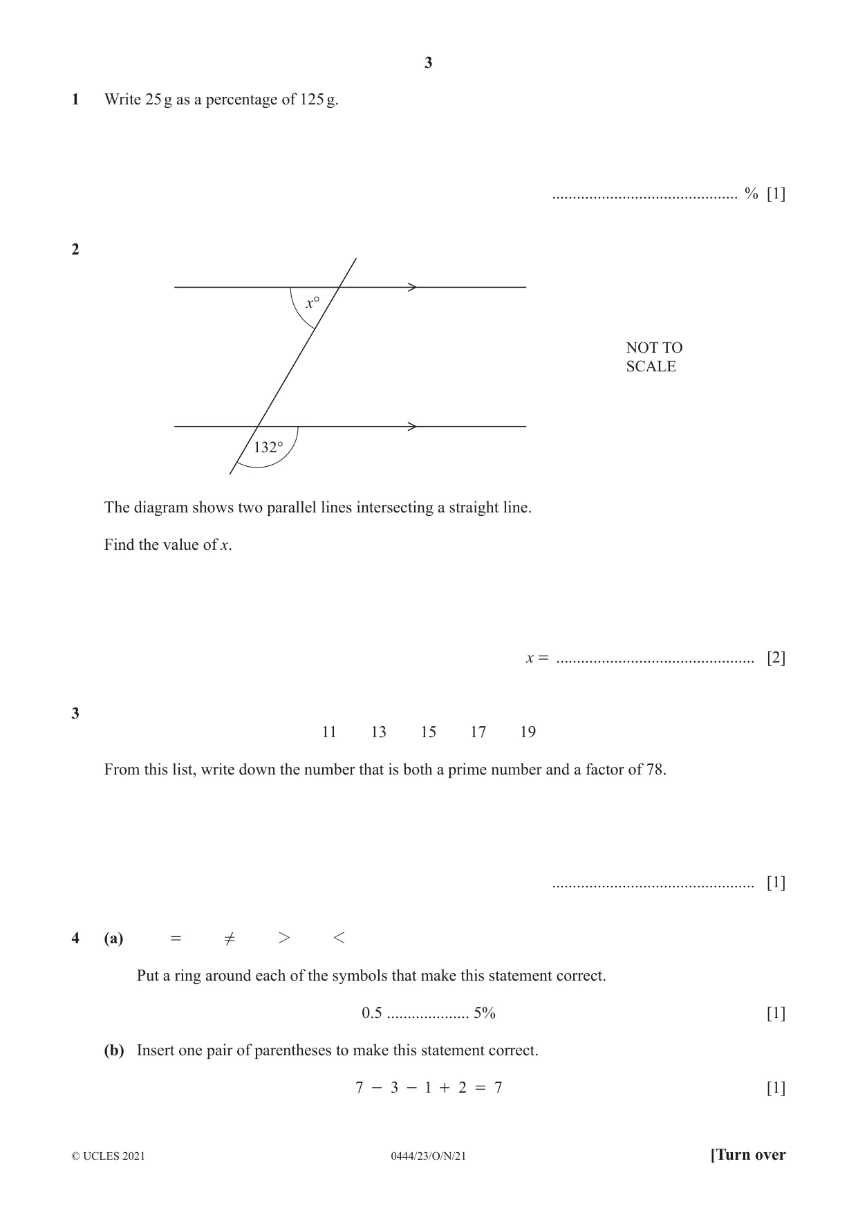 Cambridge IGCSE Mathematics (US) 0444 2021 Oct/Nov Paper 2 · Variant 3 question paper, page 3 of 12
