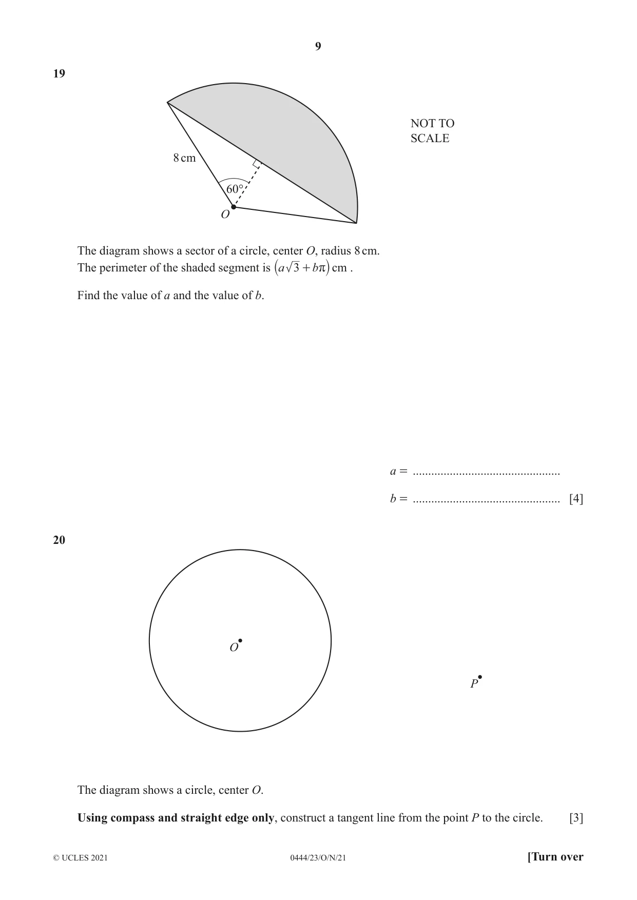 Cambridge IGCSE Mathematics (US) 0444 2021 Oct/Nov Paper 2 · Variant 3 question paper, page 9 of 12