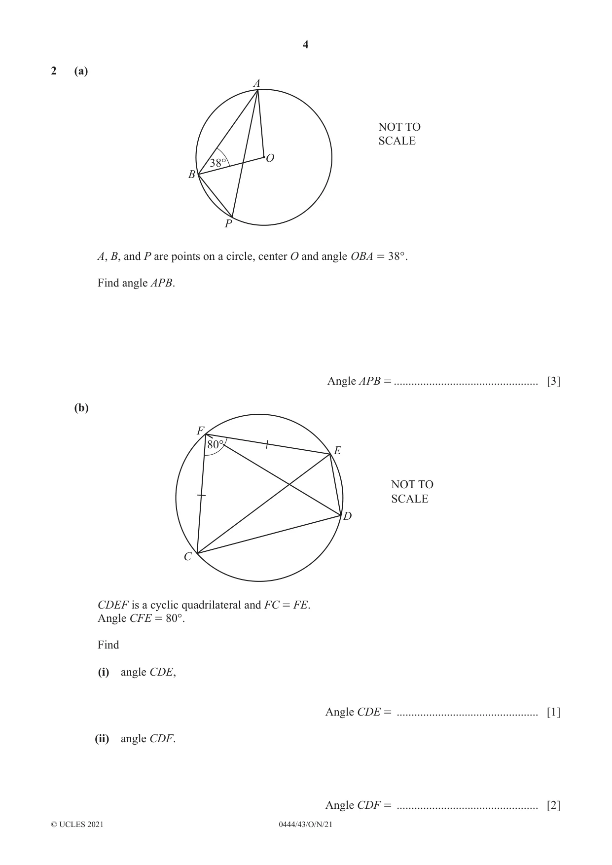 Cambridge IGCSE Mathematics (US) 0444 2021 Oct/Nov Paper 4 · Variant 3 question paper, page 4 of 20