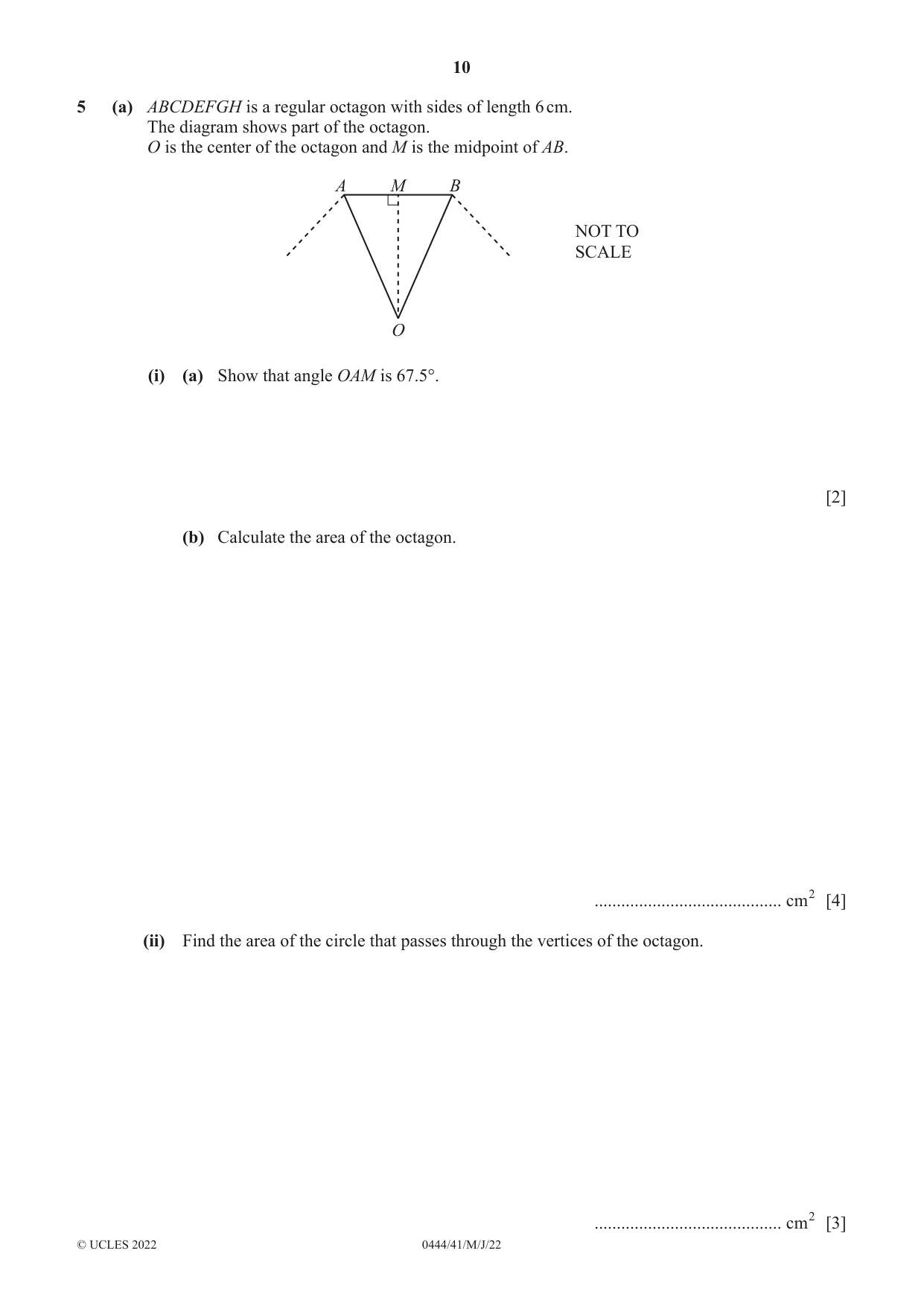 Cambridge IGCSE Mathematics (US) 0444 2022 May/June Paper 4 · Variant 1 question paper, page 10 of 20