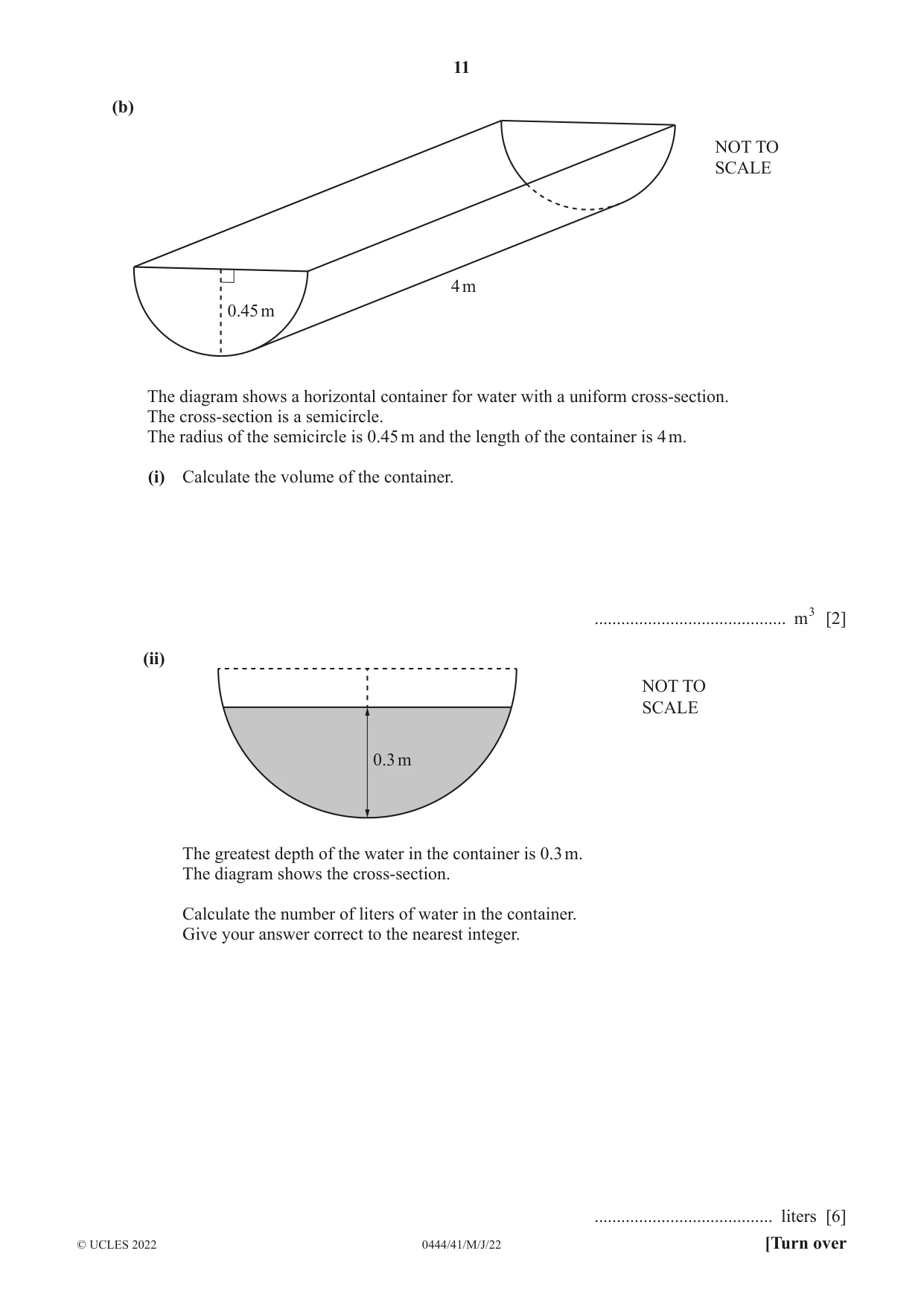 Cambridge IGCSE Mathematics (US) 0444 2022 May/June Paper 4 · Variant 1 question paper, page 11 of 20